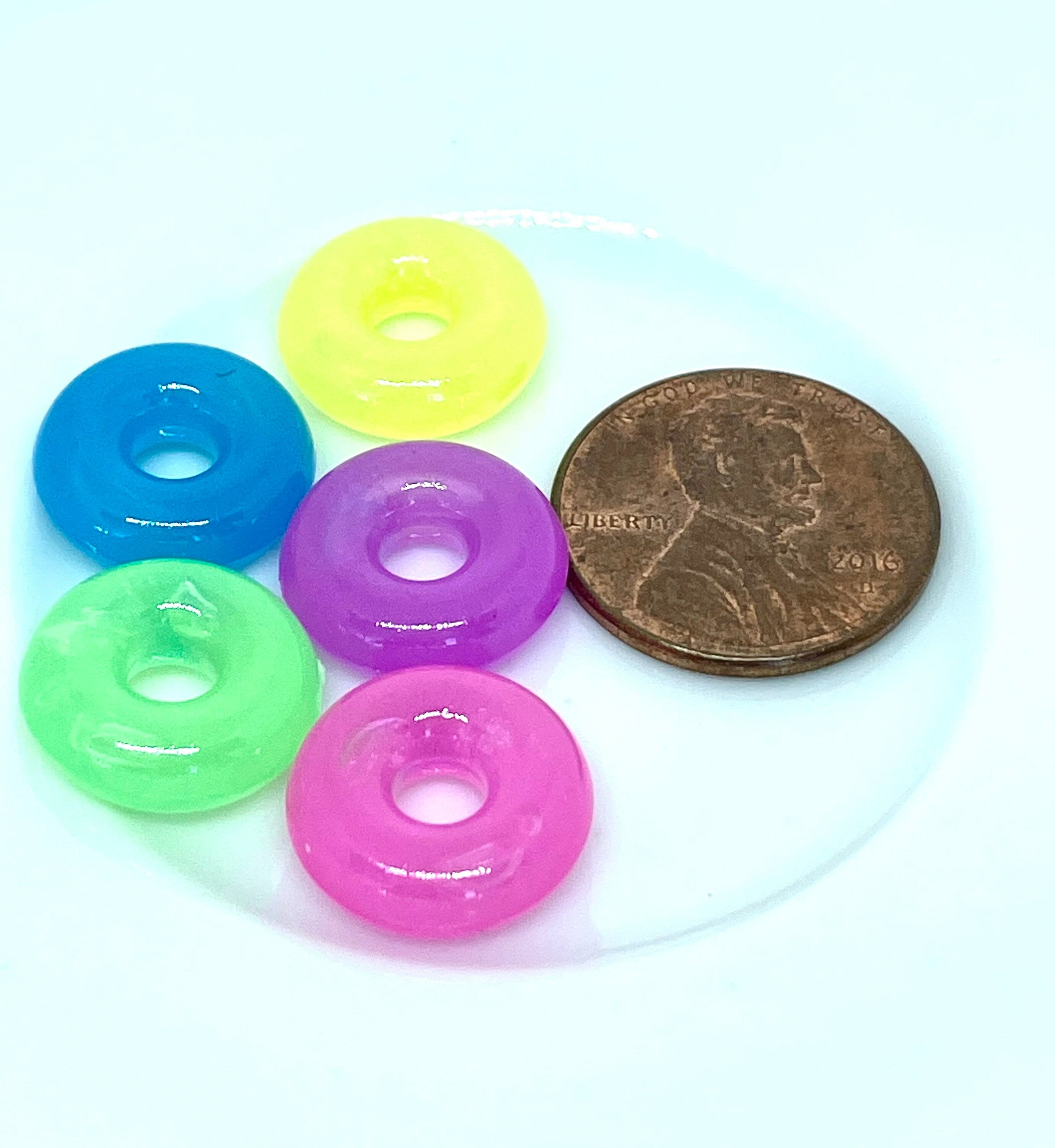 Translucent Neon Donut Beads, Kawaii Beads, Cute Beads, Neon Beads, Kawaii Supply, Japan Beads