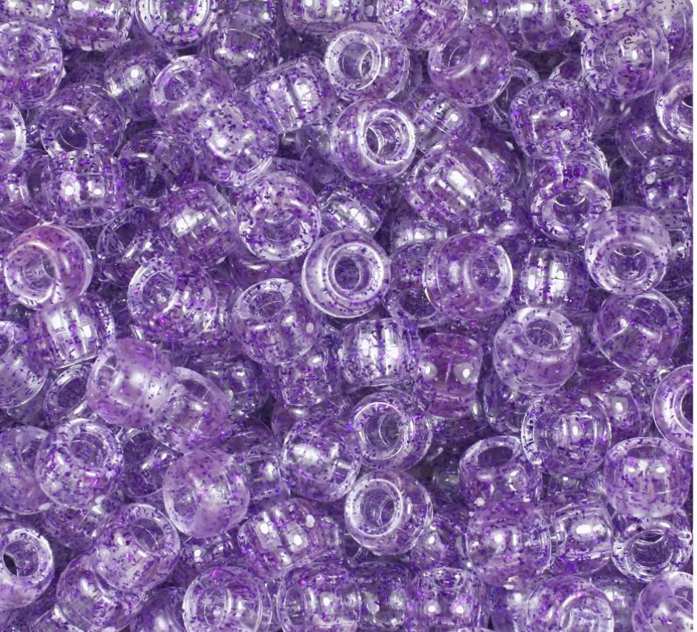 Purple Glitter Kawaii Beads, Pony Beads, Barrel beads, Cute Beads, Kandi Beads