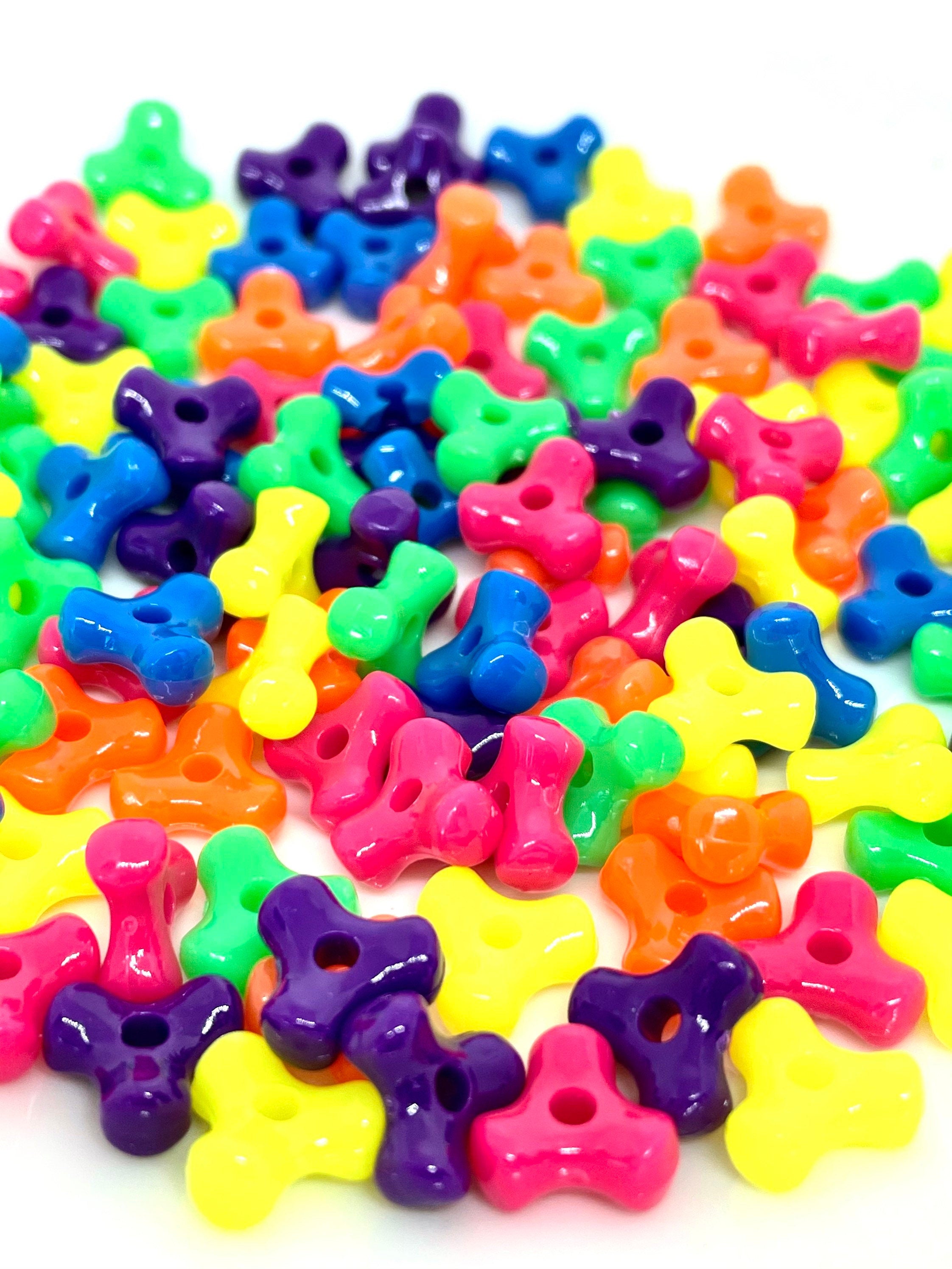 Neon Frisbee Tribeads, Neon Beads, Cute Beads, Kawaii Supplies, Kawaii Beads, Rave Beads