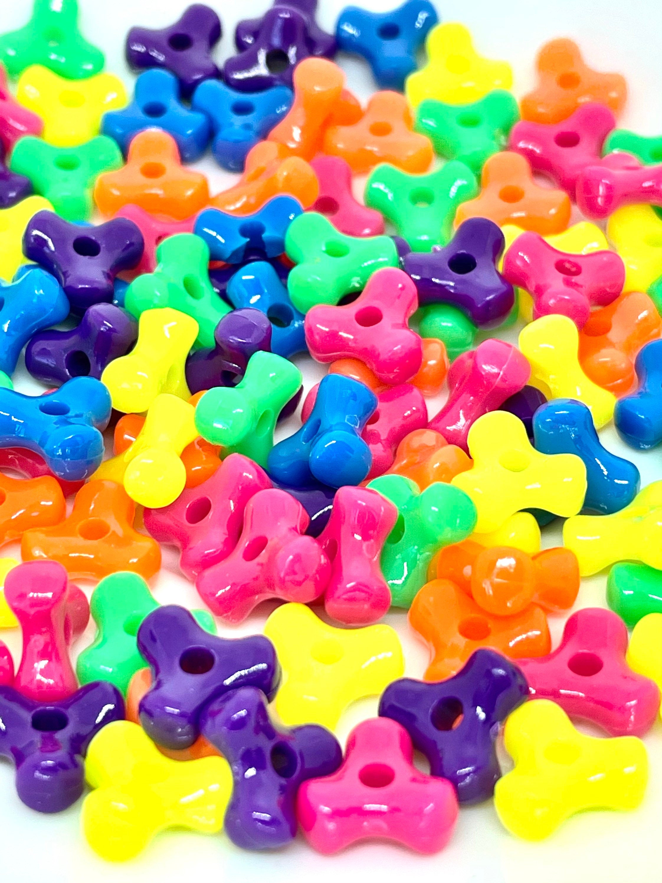 Neon Frisbee Tribeads, Neon Beads, Cute Beads, Kawaii Supplies, Kawaii Beads, Rave Beads