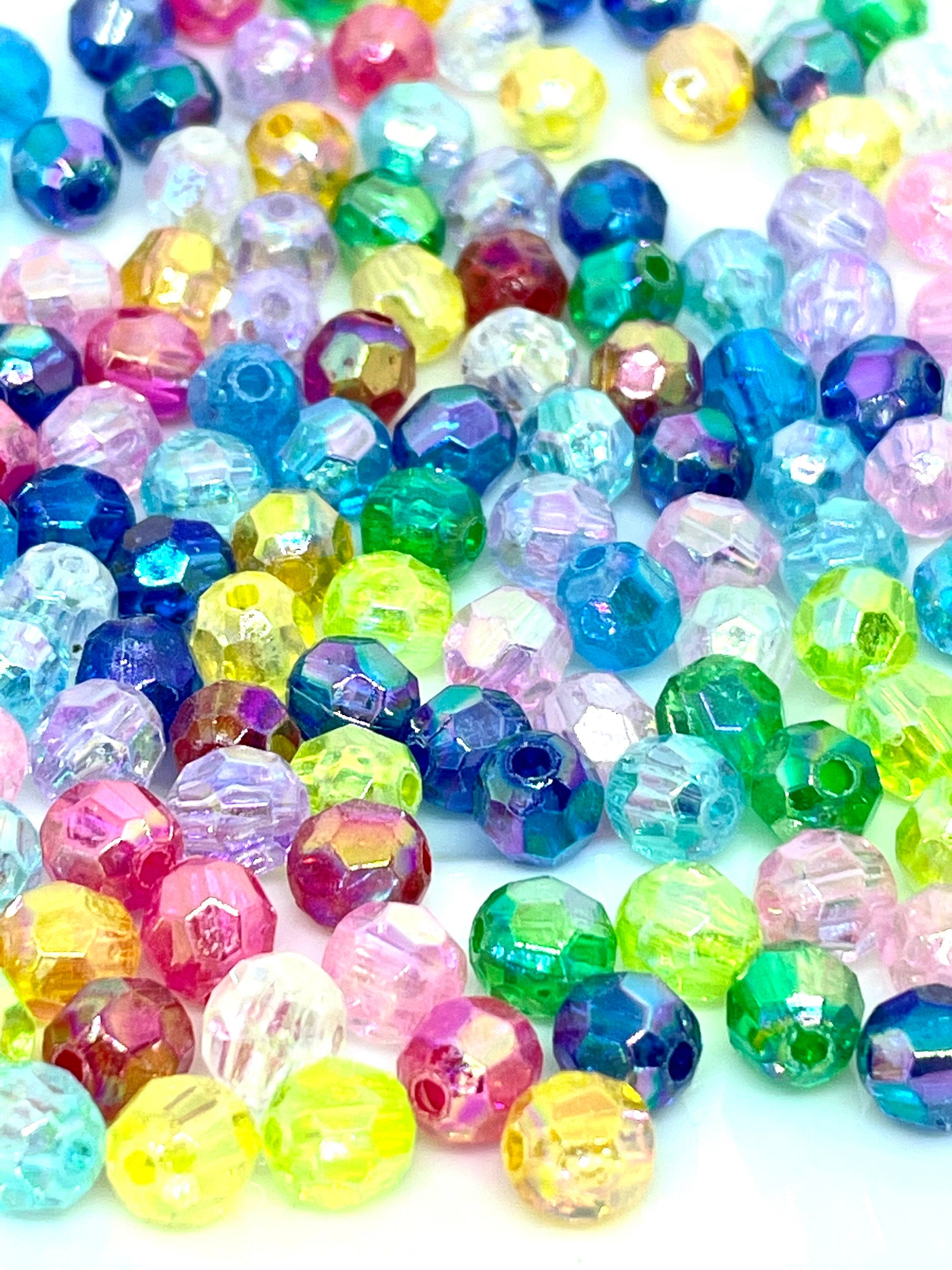 Rainbow Iridescent Shimmer Faceted Beads, Spacer Beads, Kawaii Supplies, Cute Beads, Kawaii Beads, DIY Beads