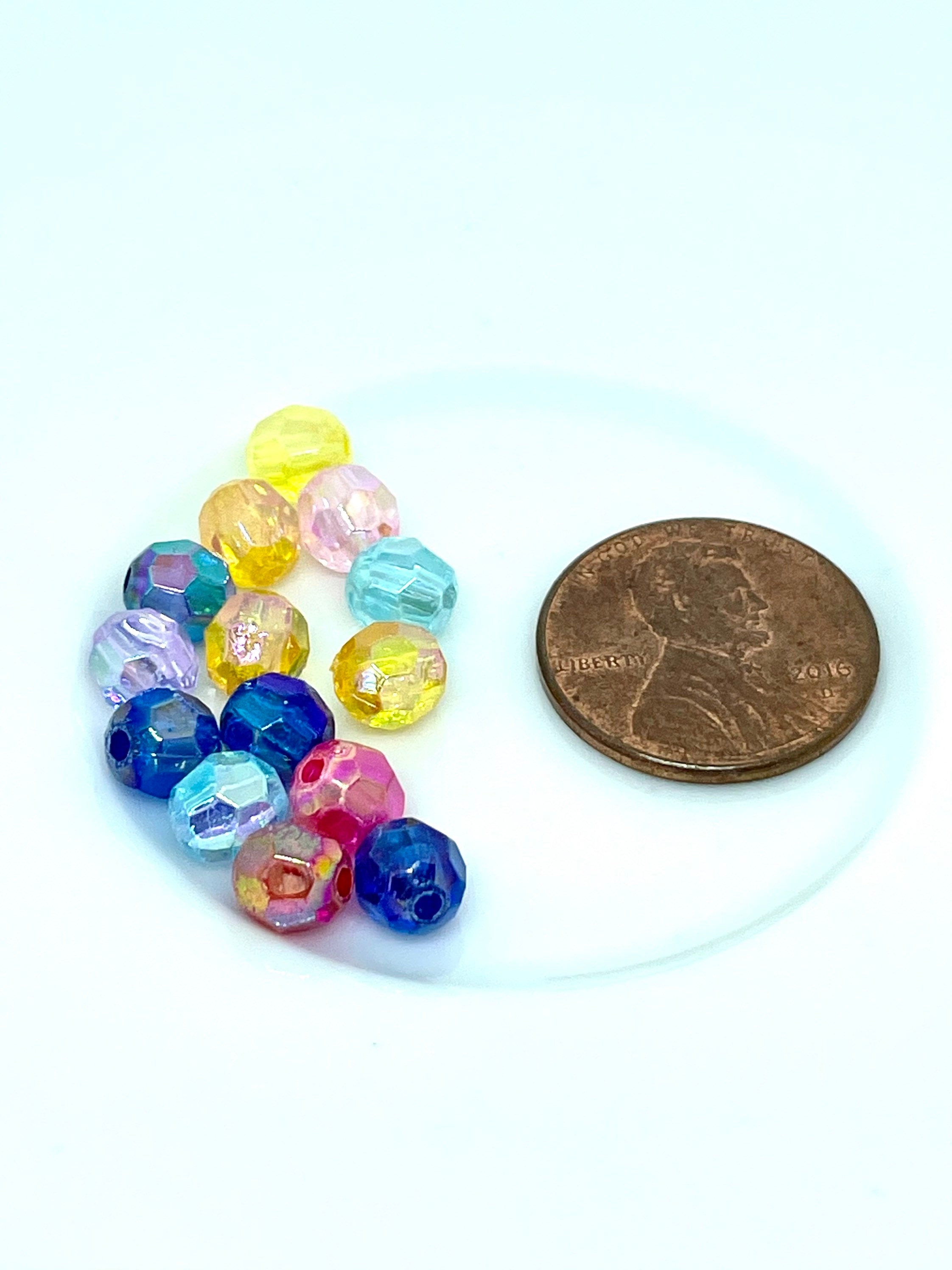 Rainbow Iridescent Shimmer Faceted Beads, Spacer Beads, Kawaii Supplies, Cute Beads, Kawaii Beads, DIY Beads