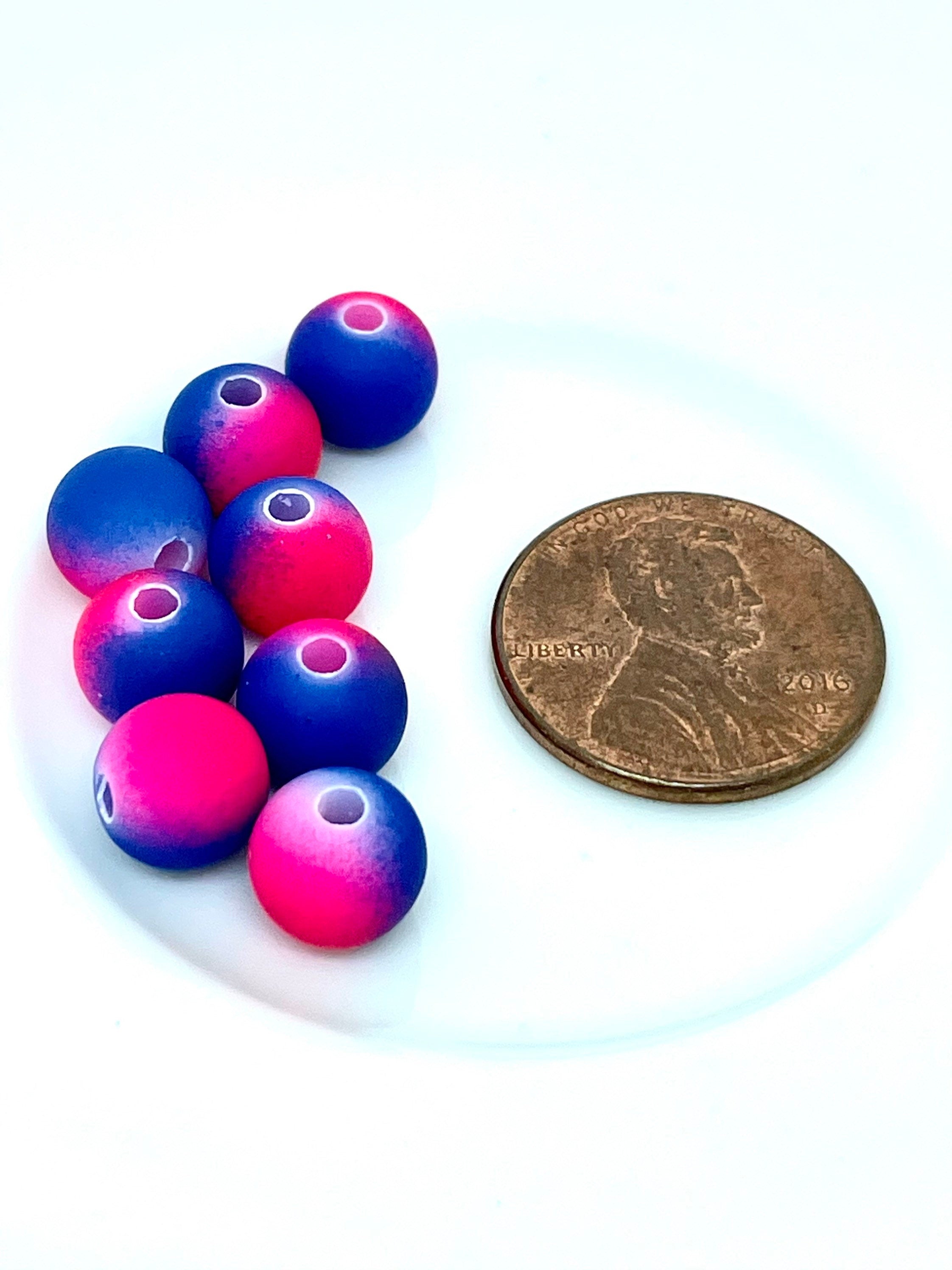 Neon Pink and Blue Beads, Rubberized Beads, Neon Beads, DIY Supplies, Kawaii Supplies, Cute Beads, Kawaii Beads
