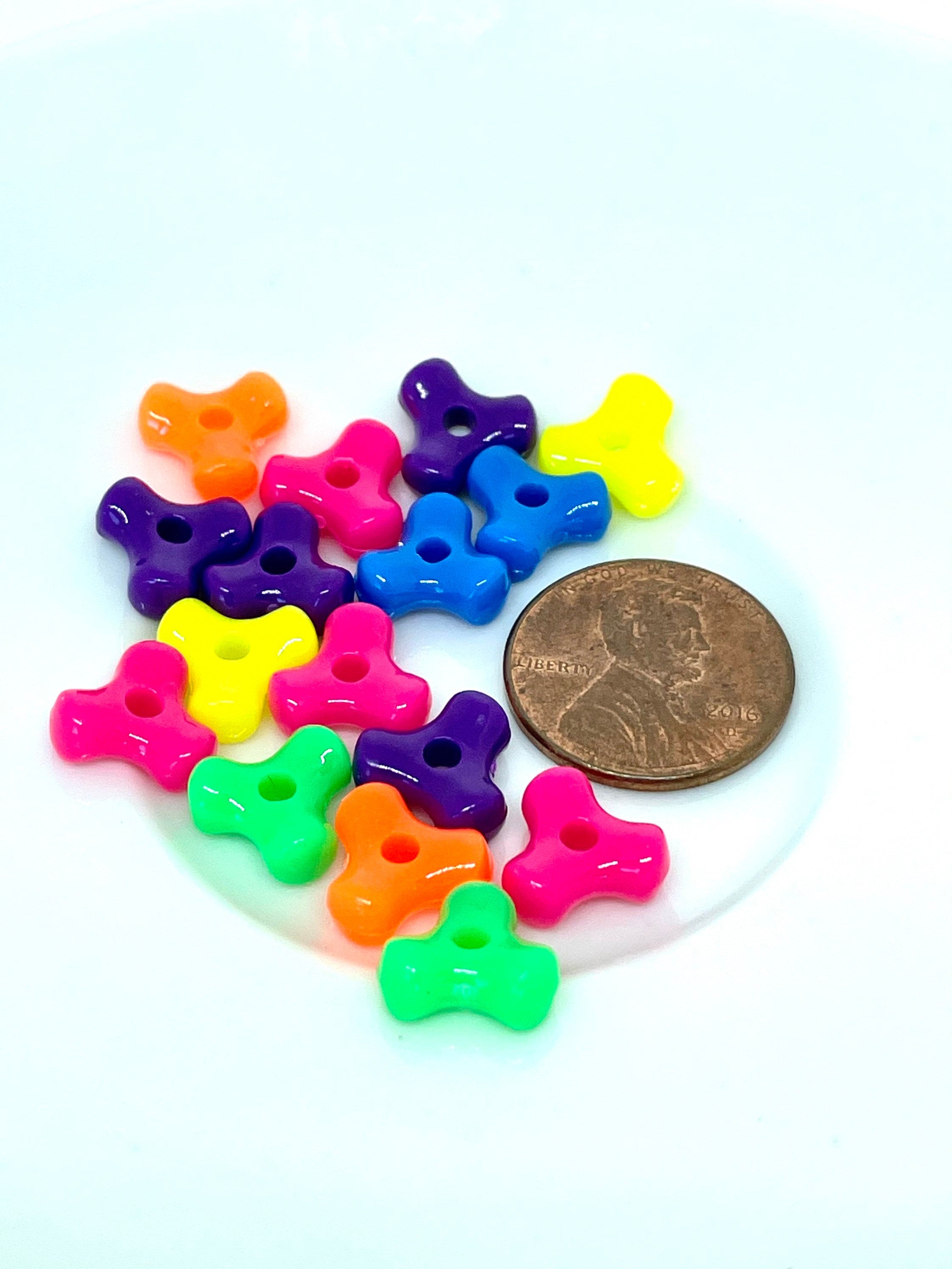 Neon Frisbee Tribeads, Neon Beads, Cute Beads, Kawaii Supplies, Kawaii Beads, Rave Beads