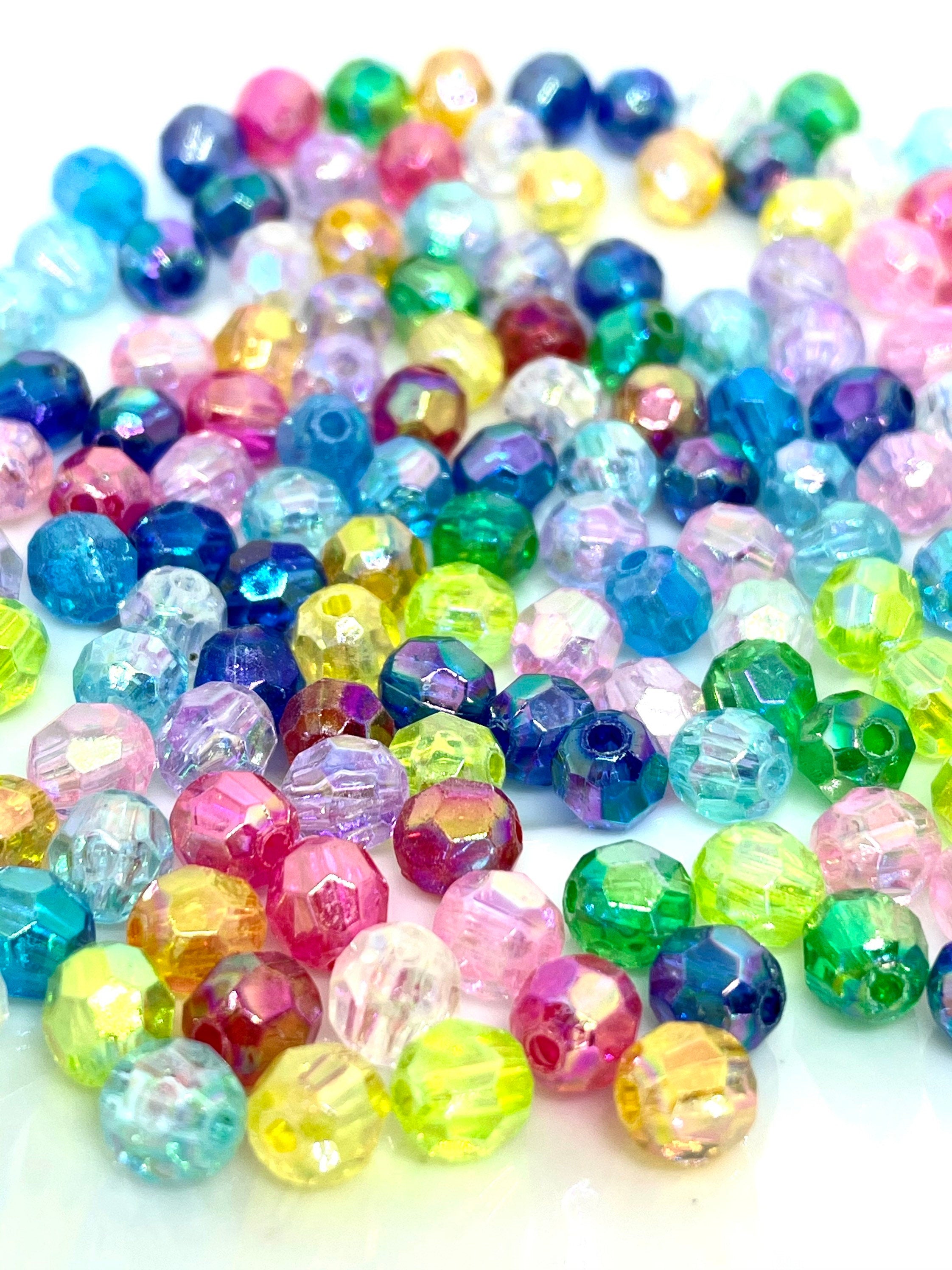 Rainbow Iridescent Shimmer Faceted Beads, Spacer Beads, Kawaii Supplies, Cute Beads, Kawaii Beads, DIY Beads