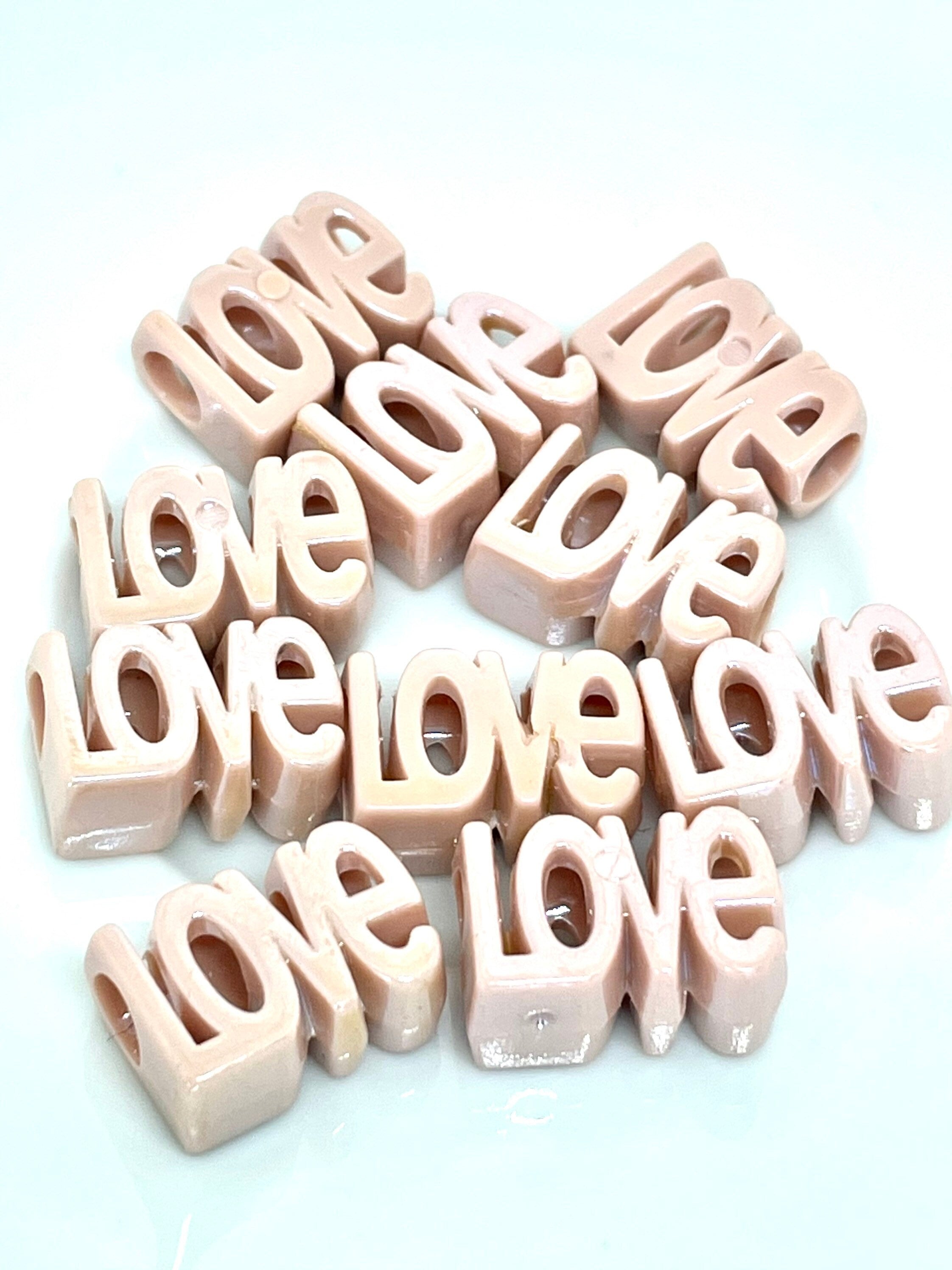 Shimmery Nude Color Love Beads, Korea Beads, Cute Beads, Kawaii Beads, Love Jewelry, DIY Beads