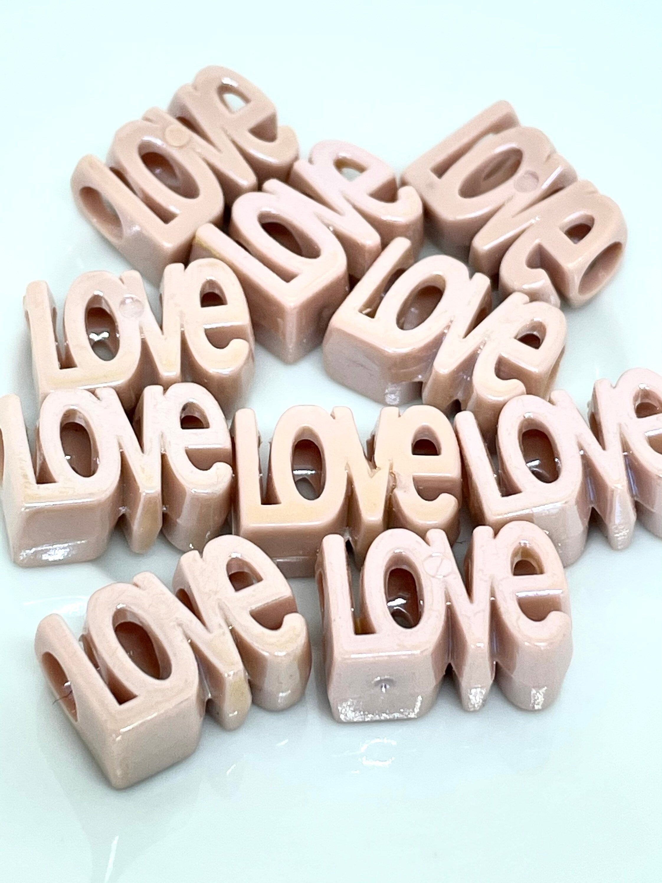 Shimmery Nude Color Love Beads, Korea Beads, Cute Beads, Kawaii Beads, Love Jewelry, DIY Beads