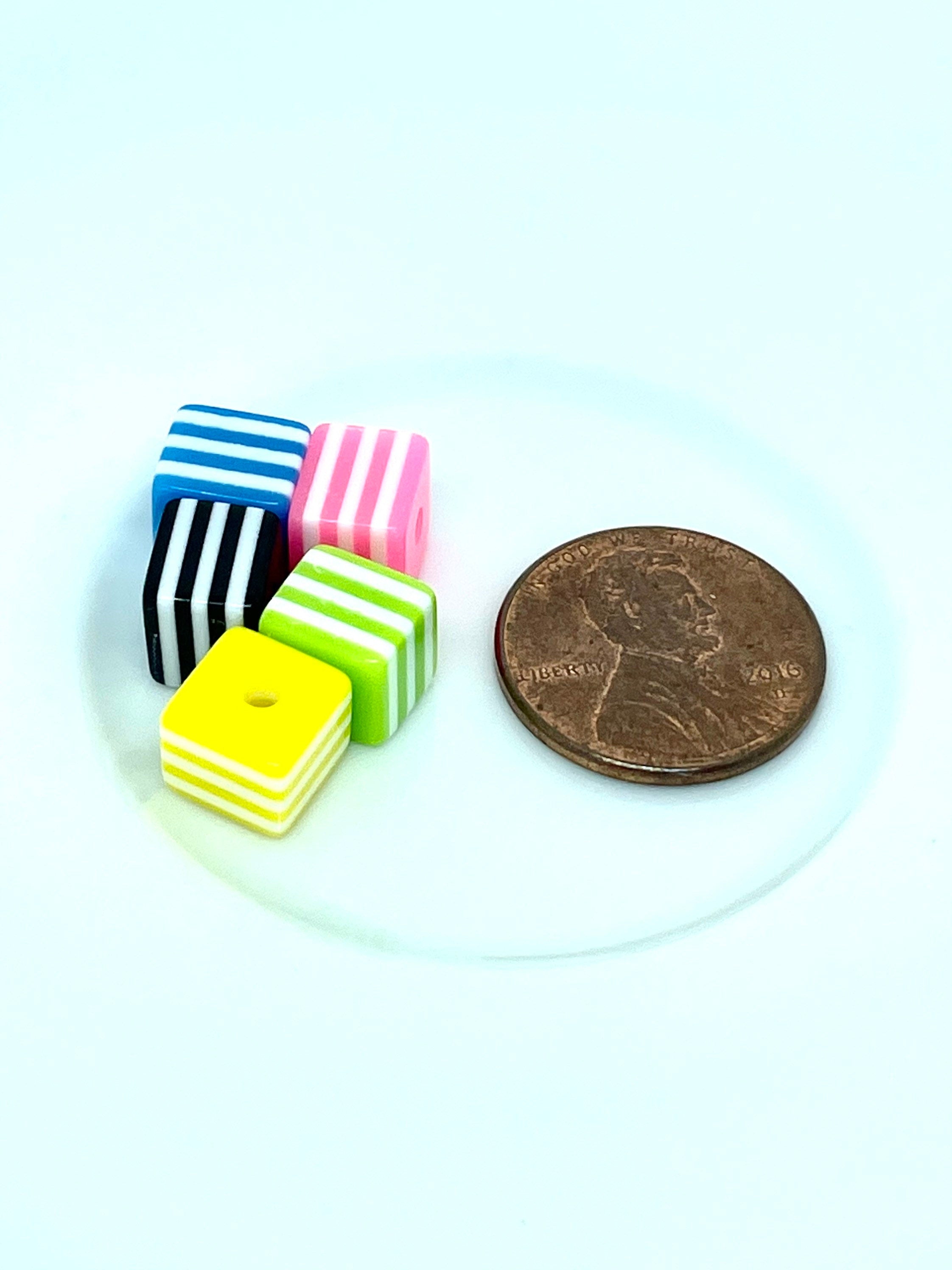 Rainbow Square Striped Beads, Candy Beads, Cute Beads, Kawaii Beads, Kawaii Supplies, DIY Beads, Layered Beads
