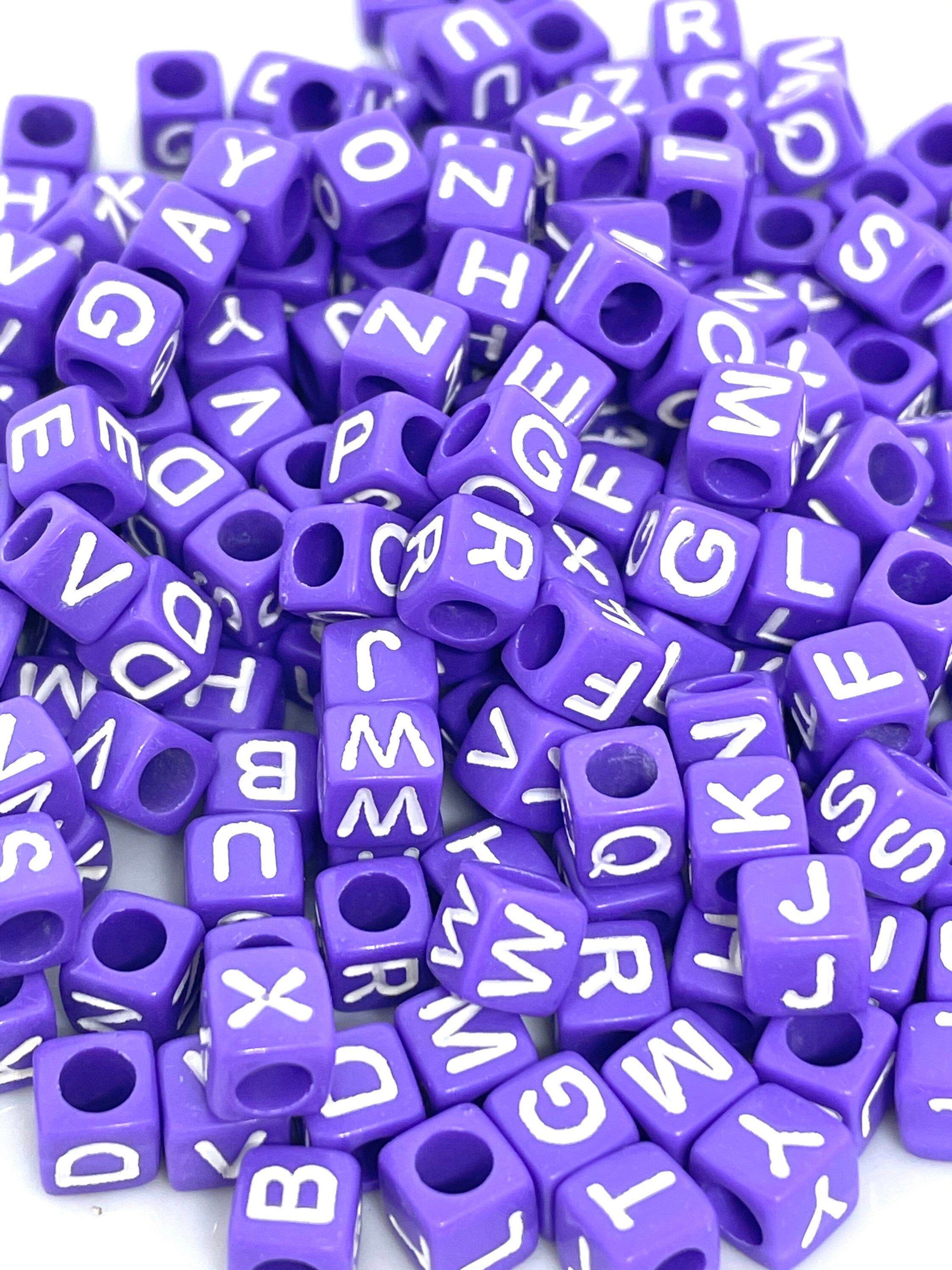 Purple Alphabet Beads, Spacer Beads, DIY Jewelry, Mask Beads, Kawaii Beads, Letter Beads