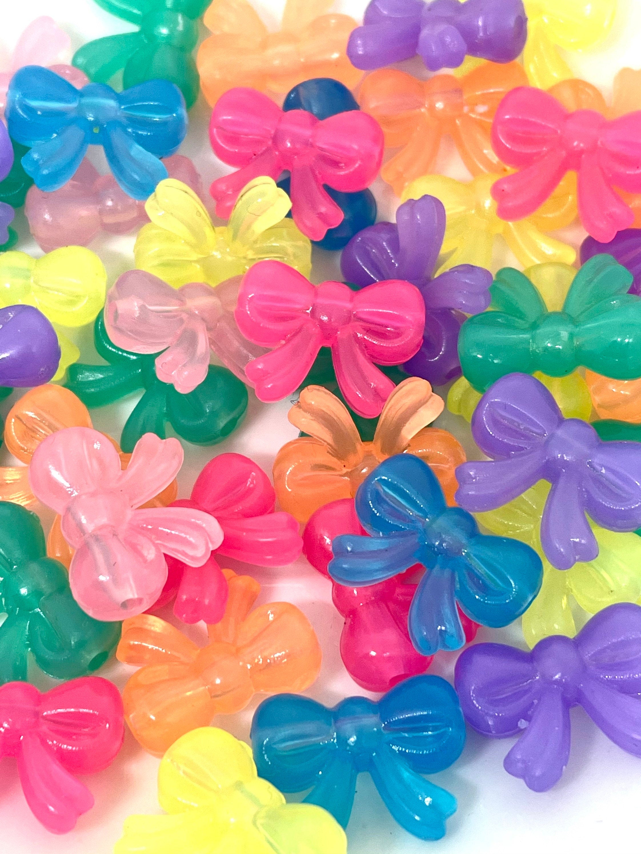 Cute Neon Bow Beads from Japan, Kawaii Beads, Cute Beads, Neon Beads