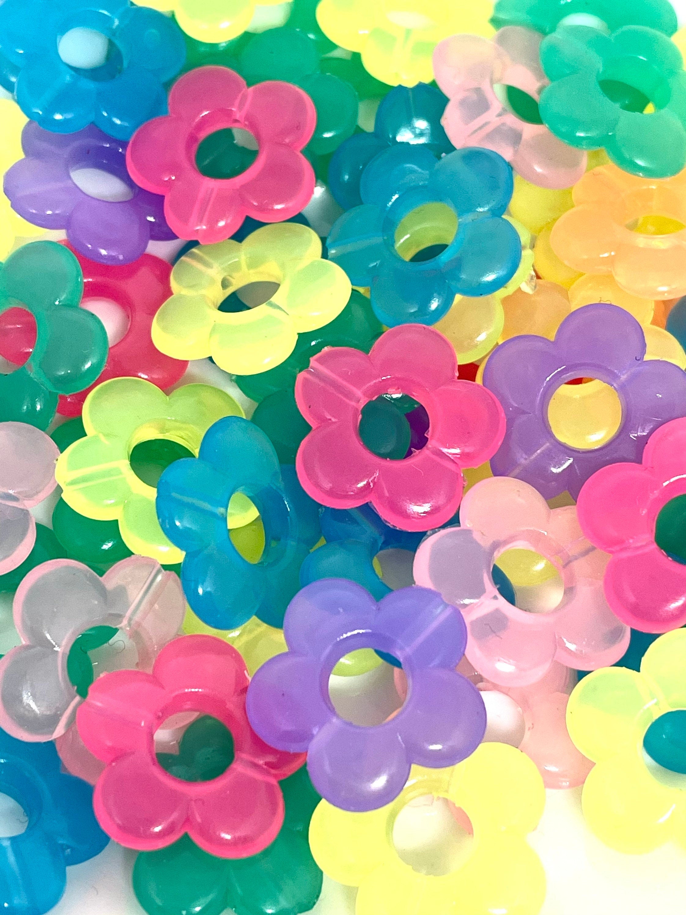 Kawaii Neon Flower Beads Necklace, Beads 20mm, Cute Beads, Neon Beads, Flower Beads for Jewelry Making, Flower Beads Bracelet