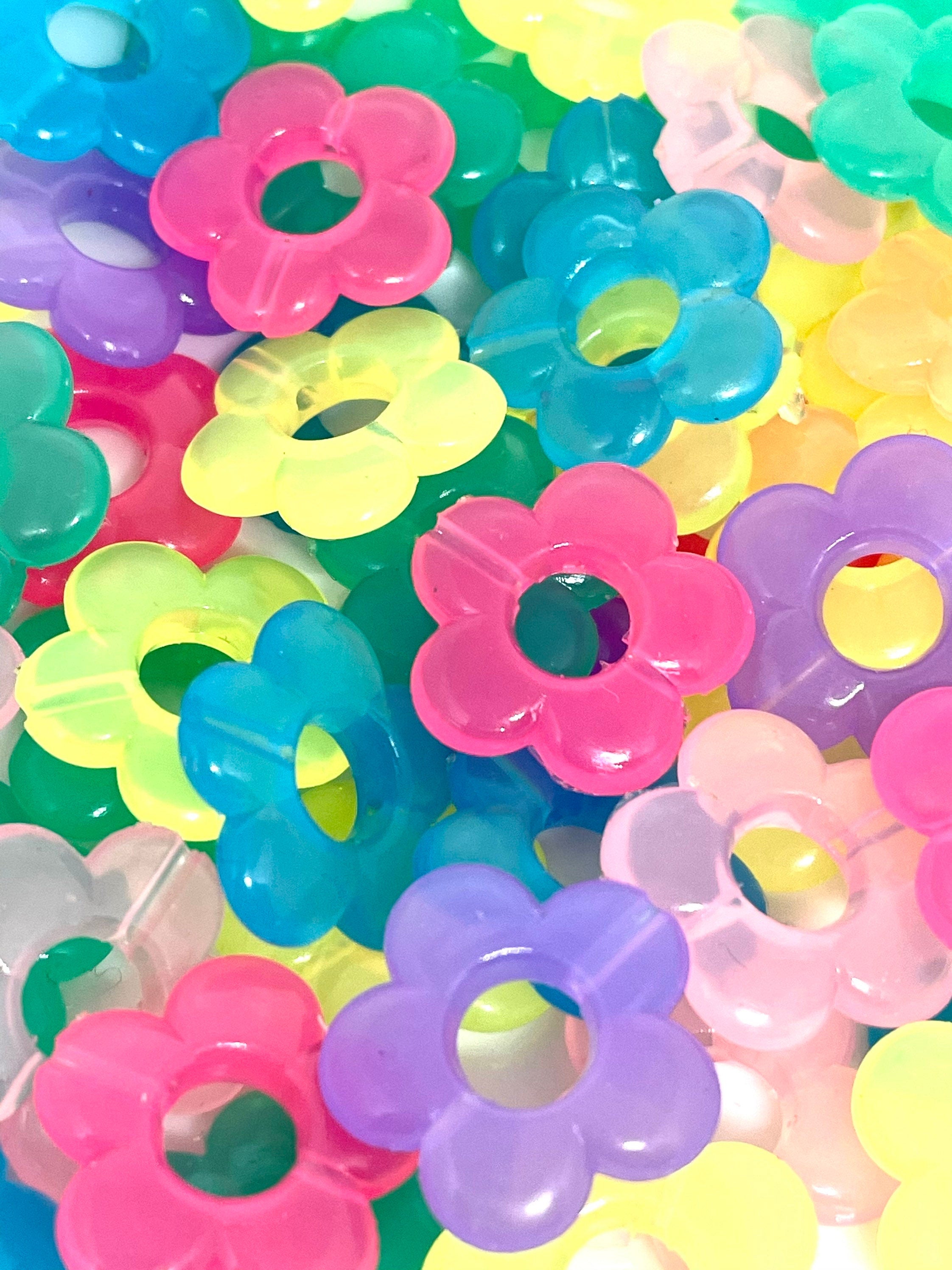 Kawaii Neon Flower Beads Necklace, Beads 20mm, Cute Beads, Neon Beads, Flower Beads for Jewelry Making, Flower Beads Bracelet