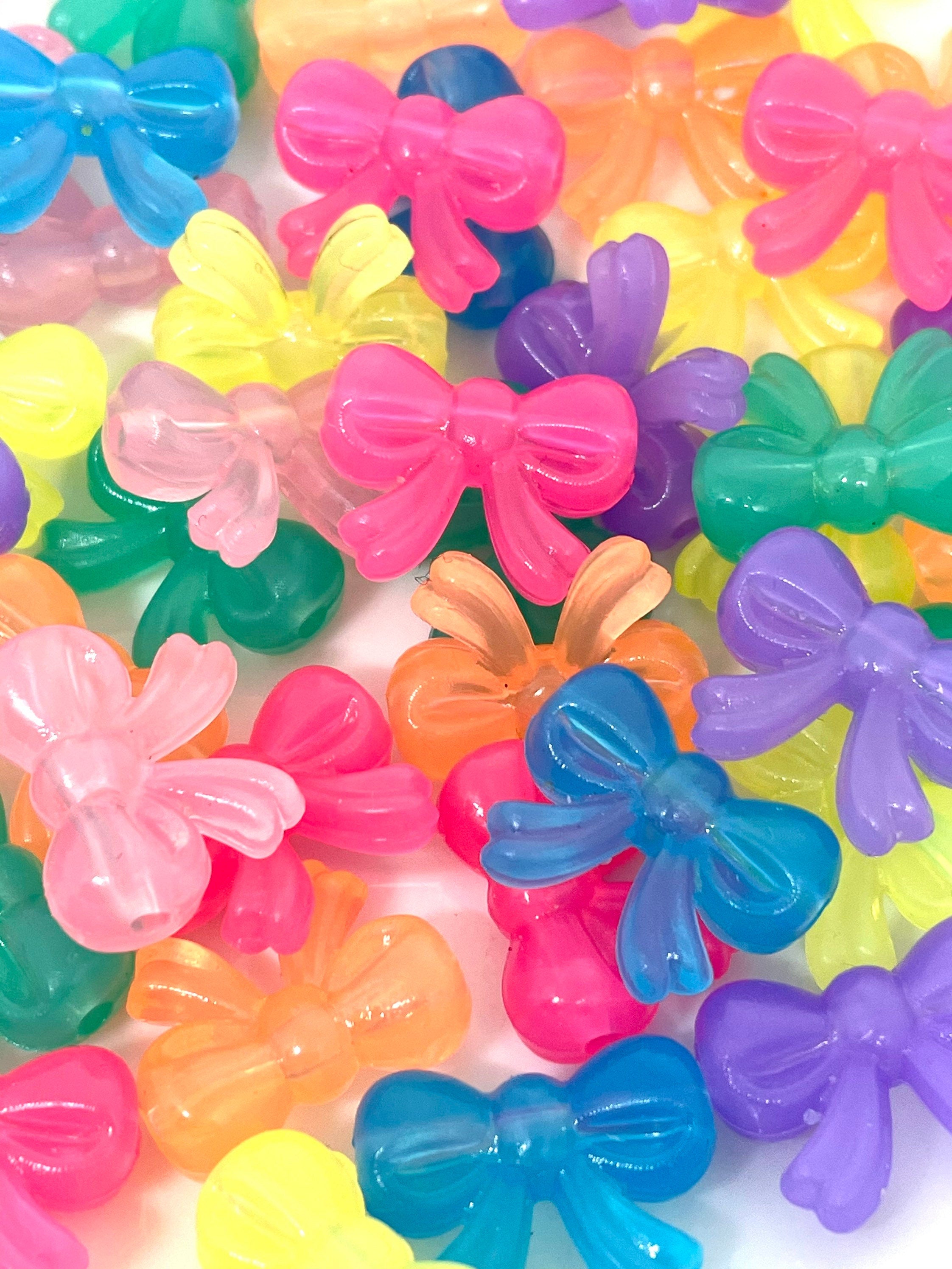 Cute Neon Bow Beads from Japan, Kawaii Beads, Cute Beads, Neon Beads