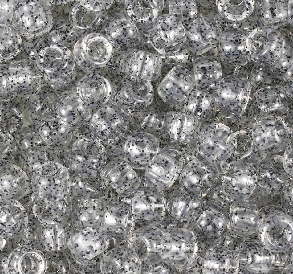 Translucent Black Glitter Pony Beads, Kandi Beads, Black Glitter Beads, DIY