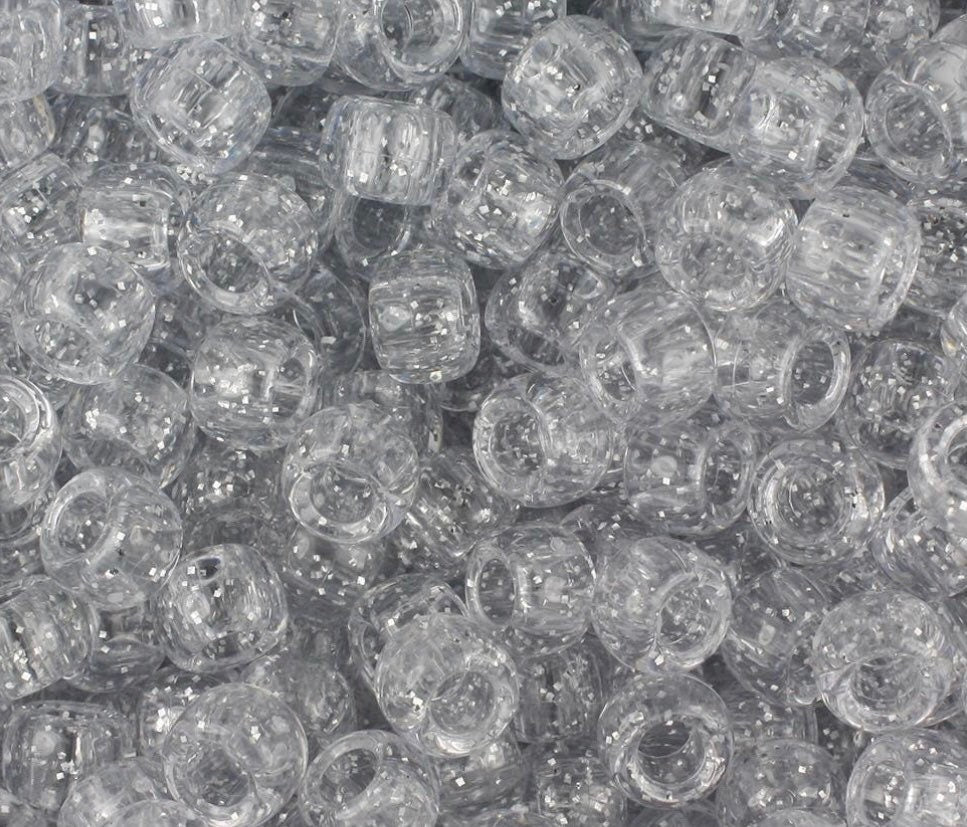 Celebration Silver Glitter Pony Beads, Kandi Beads, Silver Beads, DIY Beads