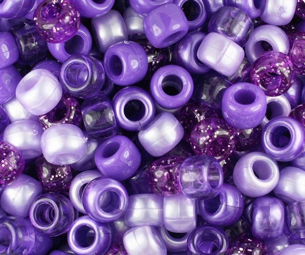 Purple Glitter Bead Mix, Kandi Bead Mix, Pony Beads, DIY Beads, Purple Bead Mix