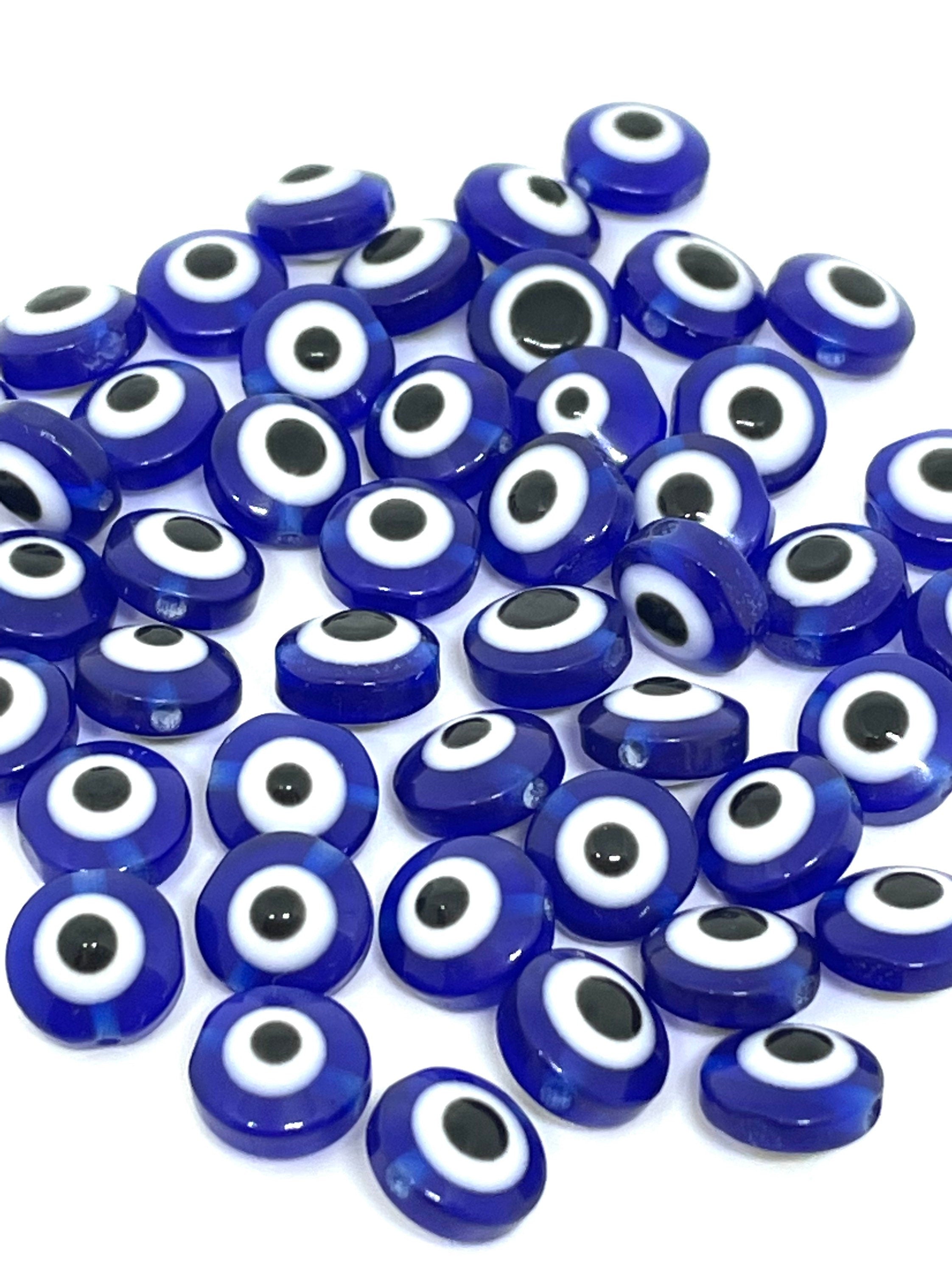 Blue Evil Eye Round Beads, Greek Evil Eye Beads, Turkish Evil Eye Beads, Good Luck Beads, Tiny Evil Eye Beads, Halloween Beads, Goth Beads
