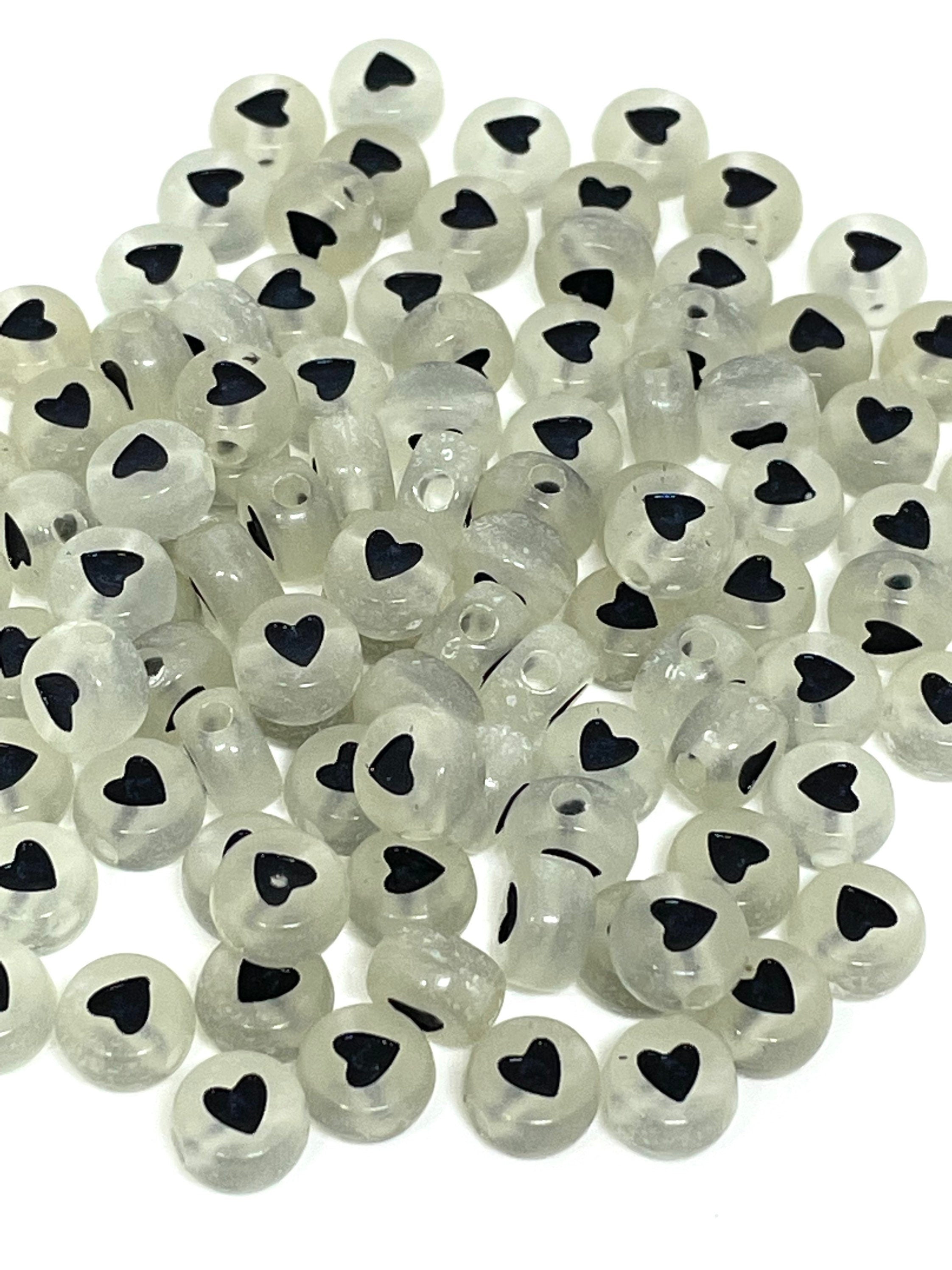 Glow in the Dark Letter Beads, Spacer Beads, Heart Beads for Bracelet, DIY Name Jewelry