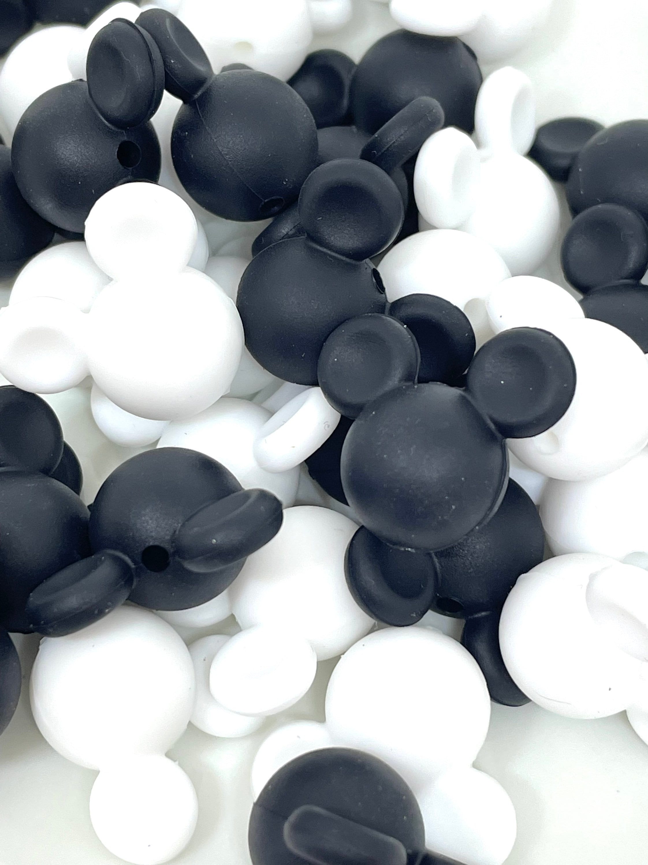 Black and White Mickey Beads, Silicone beads, beads for necklace, beads for lanyard