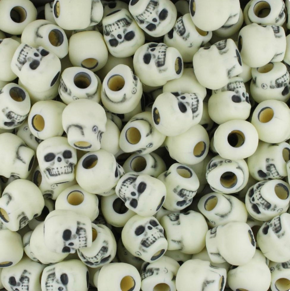 Halloween Beads, Skull Beads for Necklace, Costume Beads, Cosplay Beads, Goth Beads for Necklace, Skeleton Beads