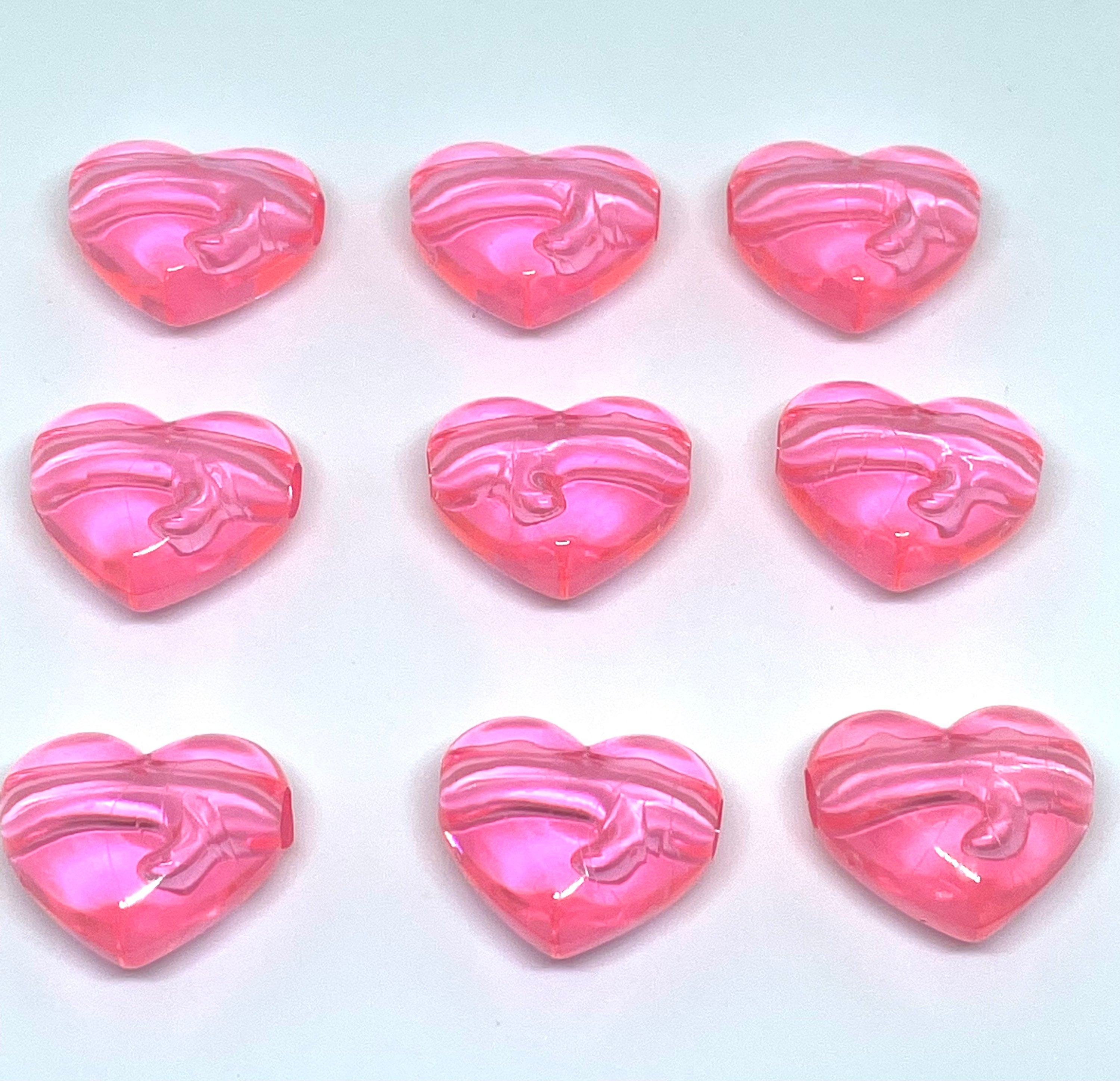 Clear Baby Pink Heart Pendant, Acrylic Heart Pendant Large, Pendant for Necklace, 18mm Beads, Cute Pendants, Fairy Kei Beads, Large Heart