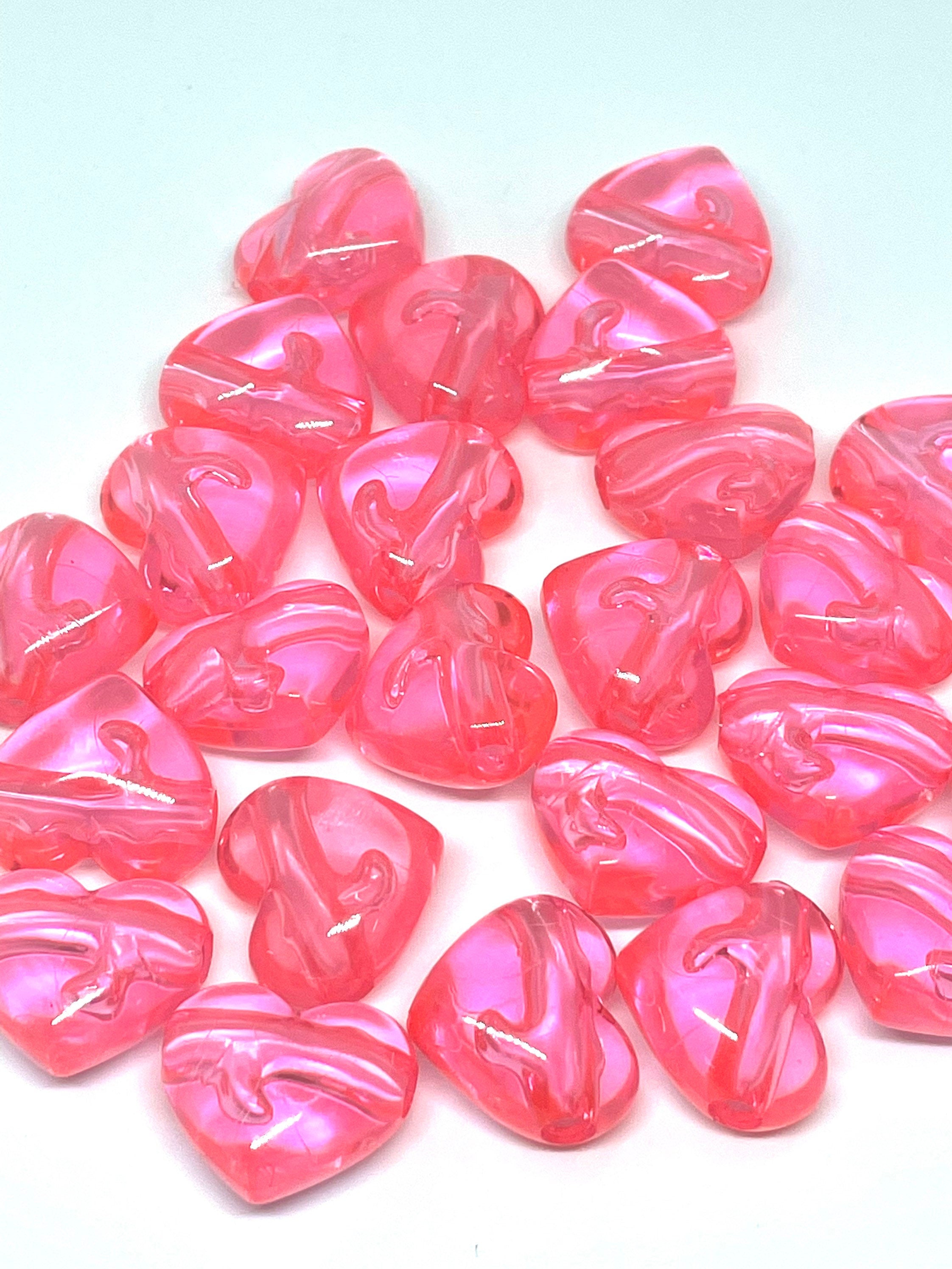 Clear Baby Pink Heart Pendant, Acrylic Heart Pendant Large, Pendant for Necklace, 18mm Beads, Cute Pendants, Fairy Kei Beads, Large Heart