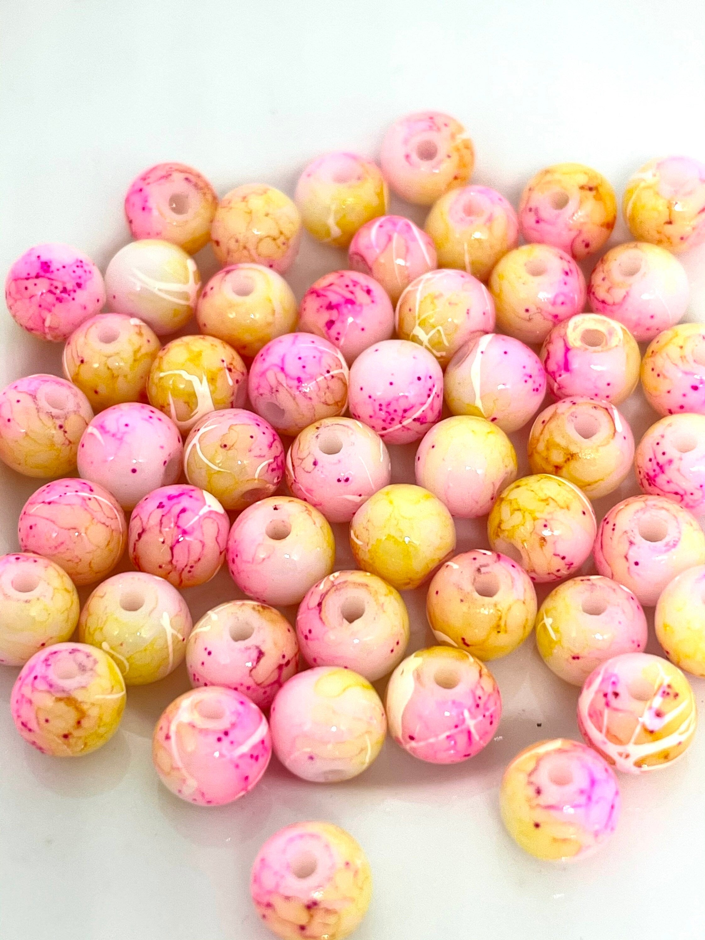 Sunset Tie Dye Beads for Bracelet, 6mm Beads for Bracelet, 6mm Beads for Anklet, Cute Beads, Round Beads, Delicate Beads