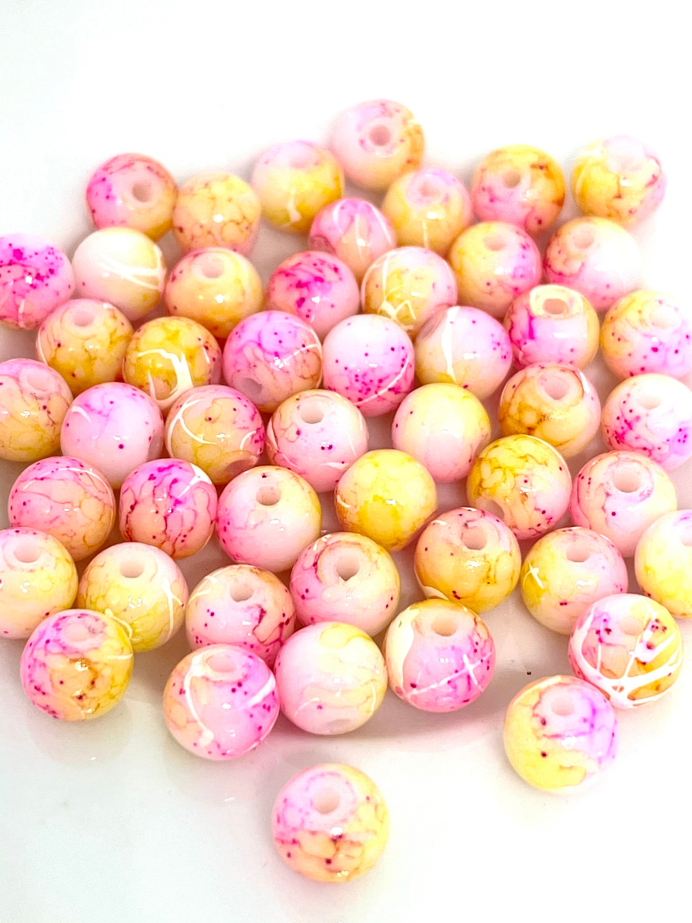 Sunset Tie Dye Beads for Bracelet, 6mm Beads for Bracelet, 6mm Beads for Anklet, Cute Beads, Round Beads, Delicate Beads