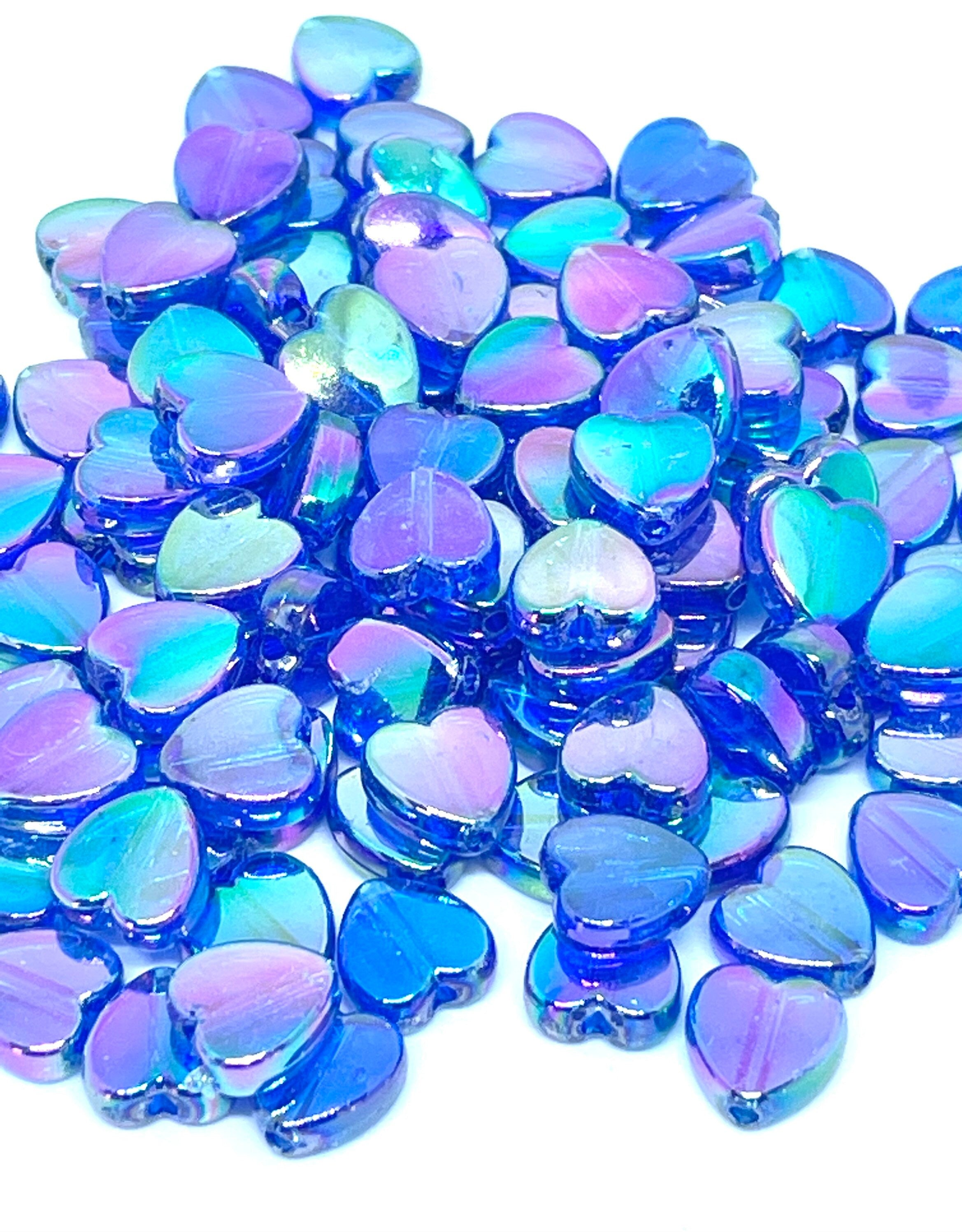 Navy Blue Heart Beads, Blue Beads 8mm for Necklace, Heart Beads for Bracelet, Kawaii Heart Beads, Heart Bracelet Beads, Dark Blue Heart Bead