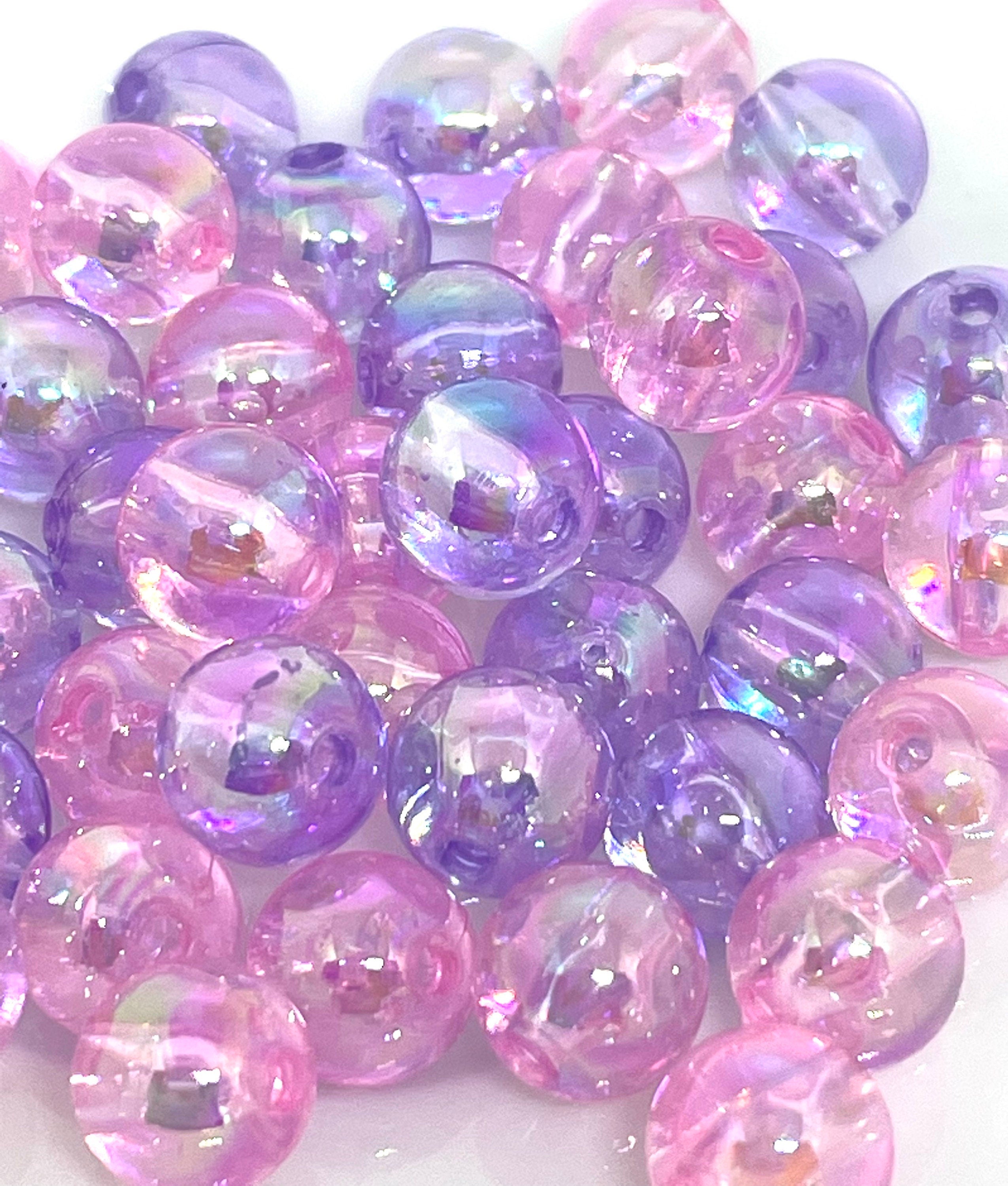 Cutie Bead Mix, Pink and Purple Beads, Pink Round Beads, Clear Beads, 8mm Round Beads for Necklace, Kawaii Bracelet Beads, Cute Pink Beads