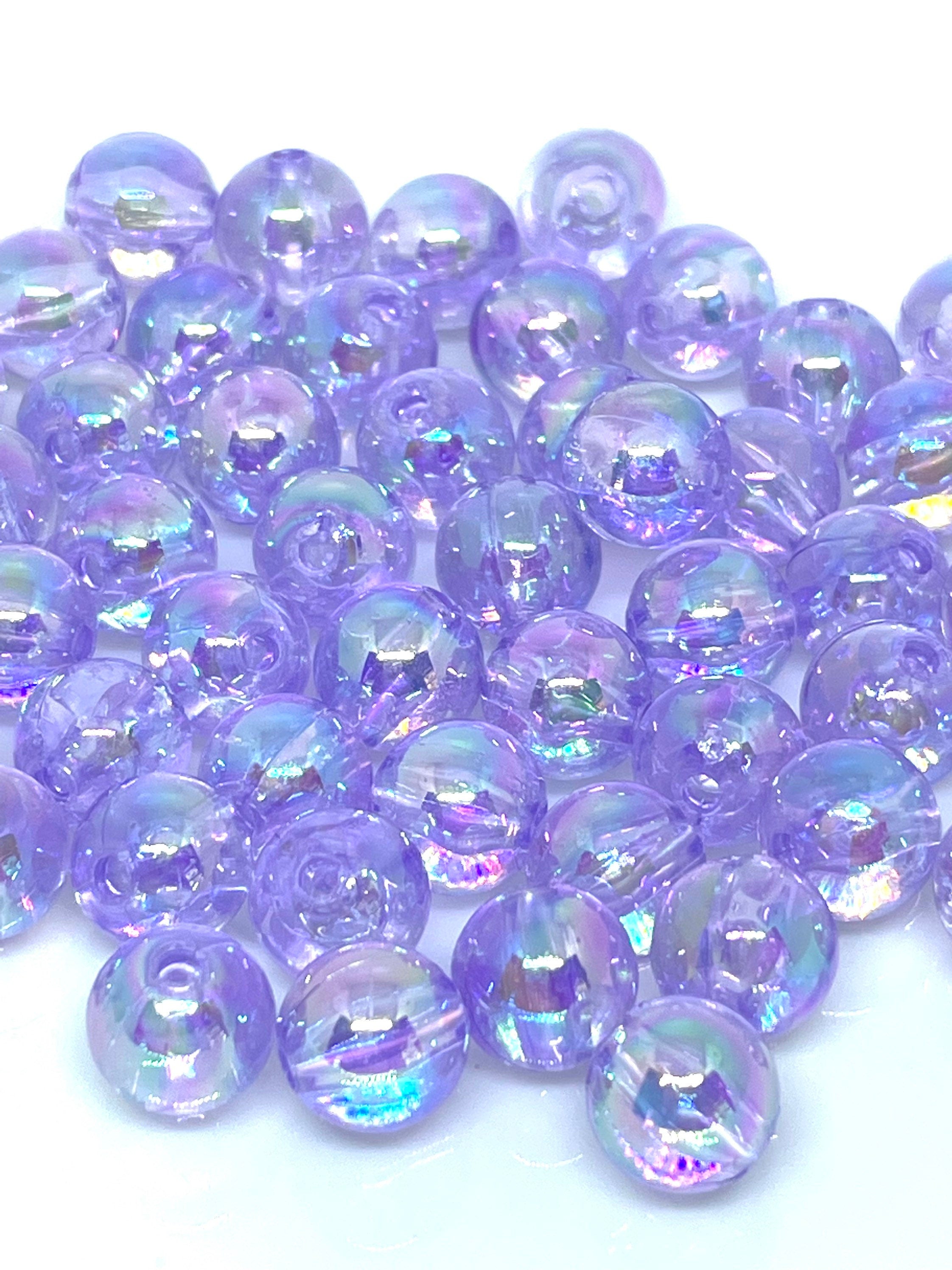 Clear Purple Beads, Round Purple Beads 8mm for Bracelet, Round Beads for Necklace, Kawaii Purple Beads, Pastel Beads, Purple Acrylic Beads
