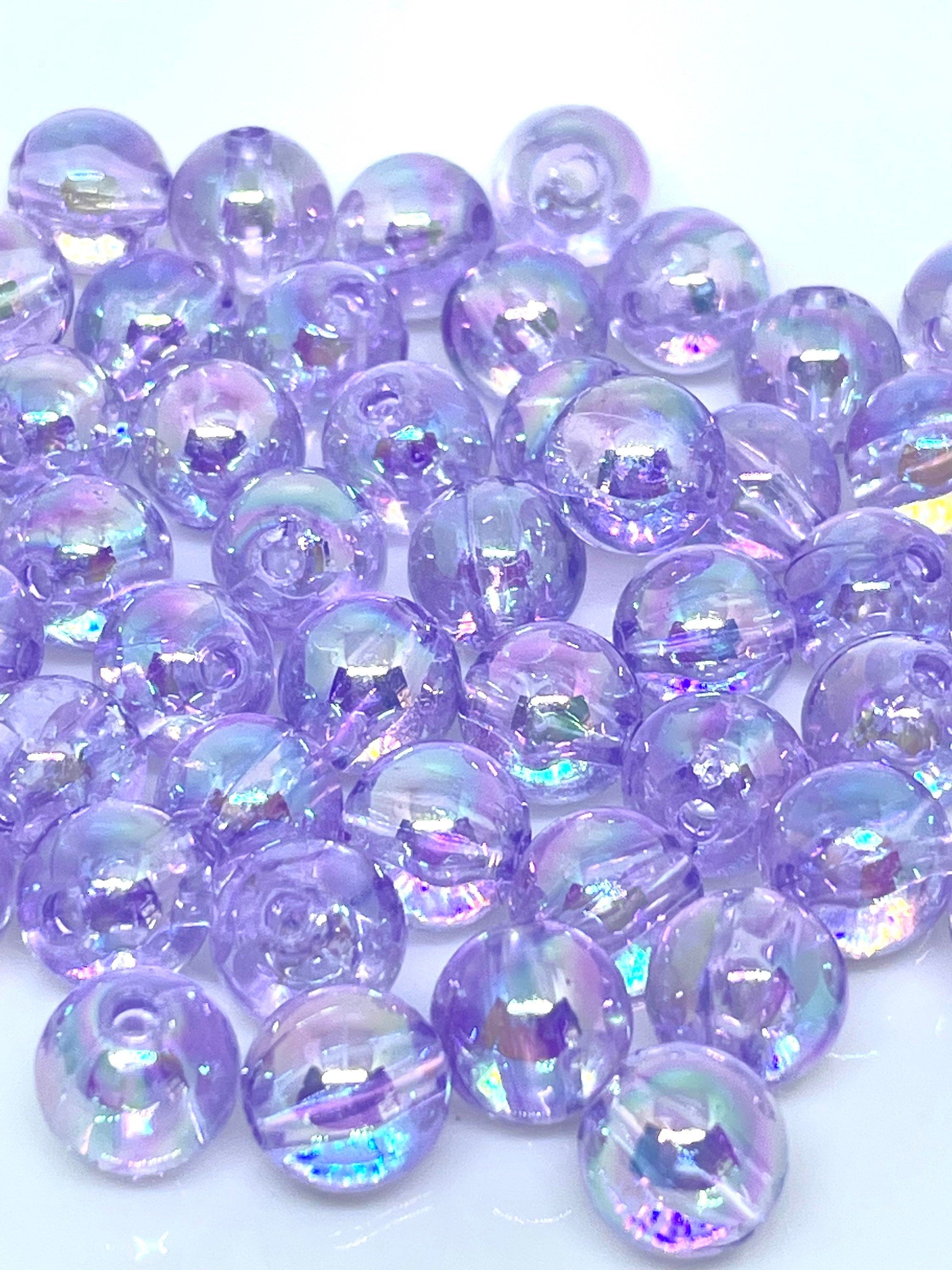 Clear Purple Beads, Round Purple Beads 8mm for Bracelet, Round Beads for Necklace, Kawaii Purple Beads, Pastel Beads, Purple Acrylic Beads