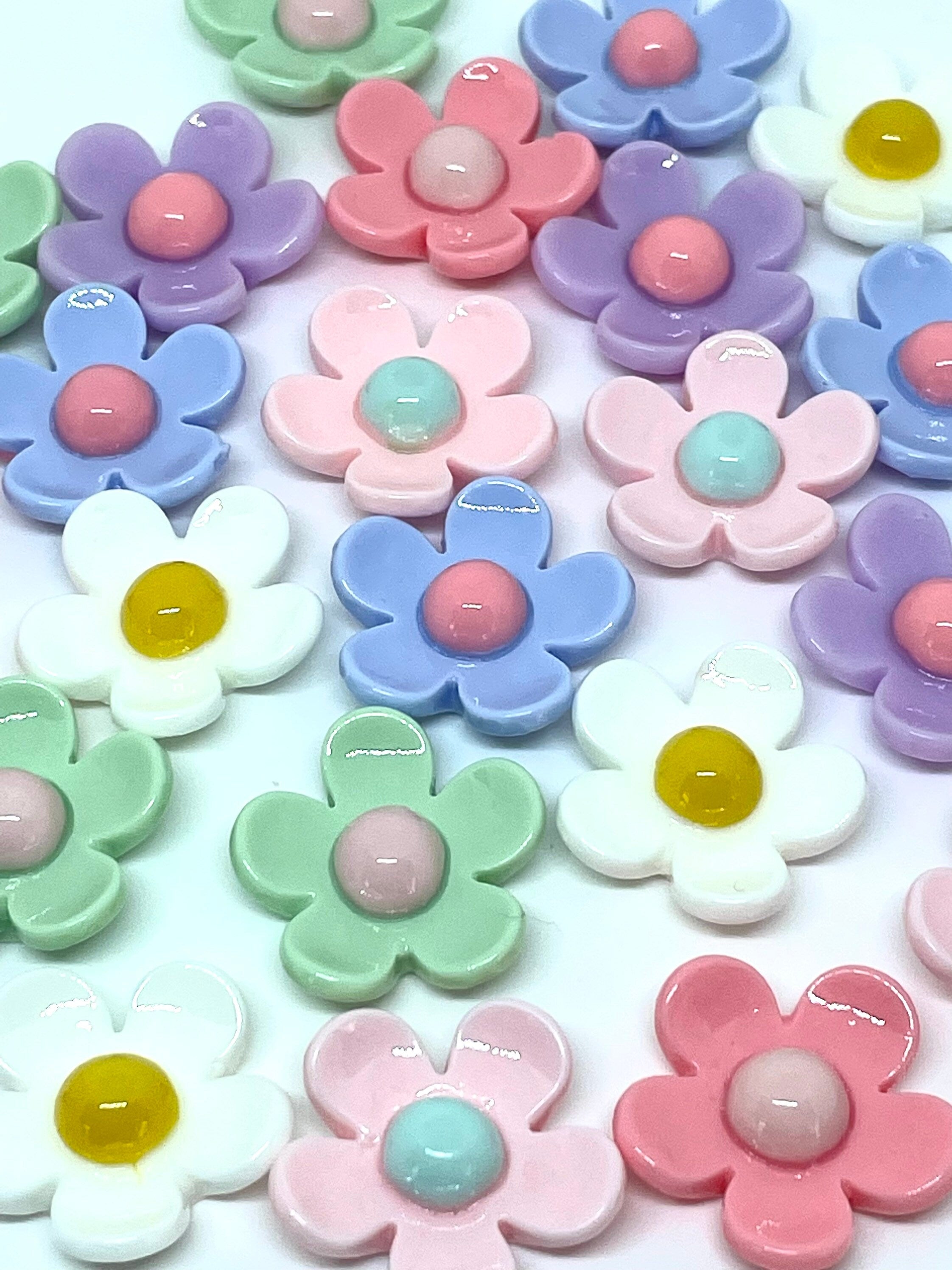 Pastel Flower Cabochons, Pastel Daisy Cabochons for Scrapbook, Resin Daisy for Rings, Resin Flowers for DIY Jewelry, 20mm Cabochons