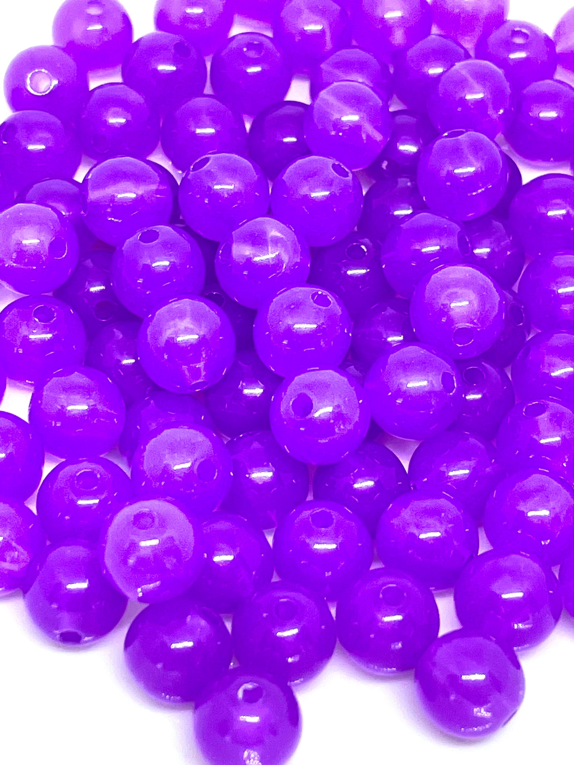 Round Purple Beads, Clear Beads, Beads 8mm for Bracelet, Beads for Necklace, Cute Purple Beads, Lavender Beads, Kawaii Supplies