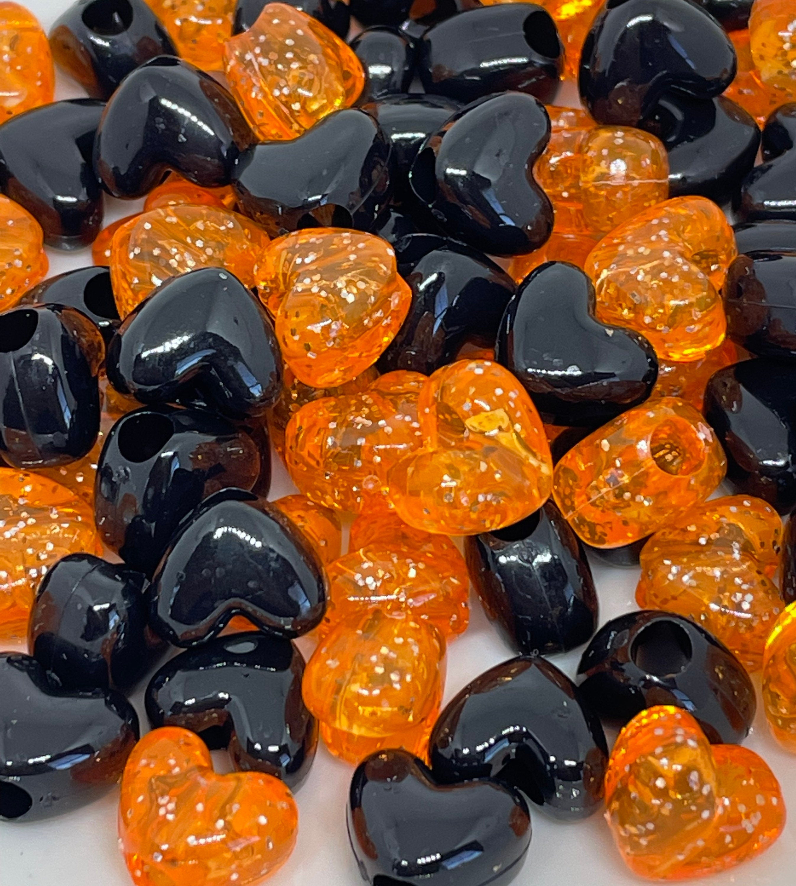 Spooky Black & Orange Glitter Hearts: Halloween's Bewitching Bling