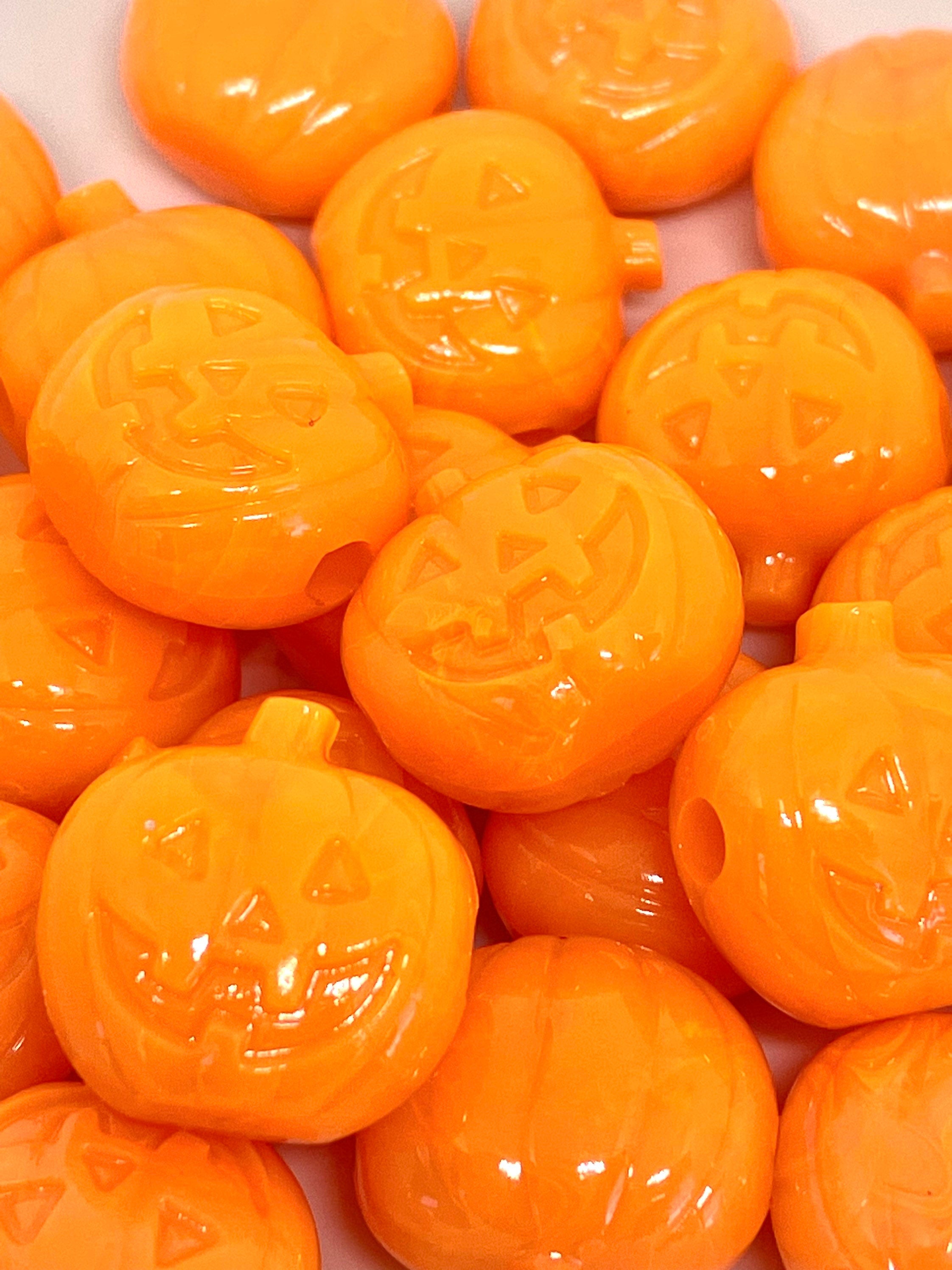 Bright Orange Pumpkin Beads for Halloween, Orange Beads with Large Hole, Halloween Beads for Kids, Halloween Themed Beads, Halloween Crafts
