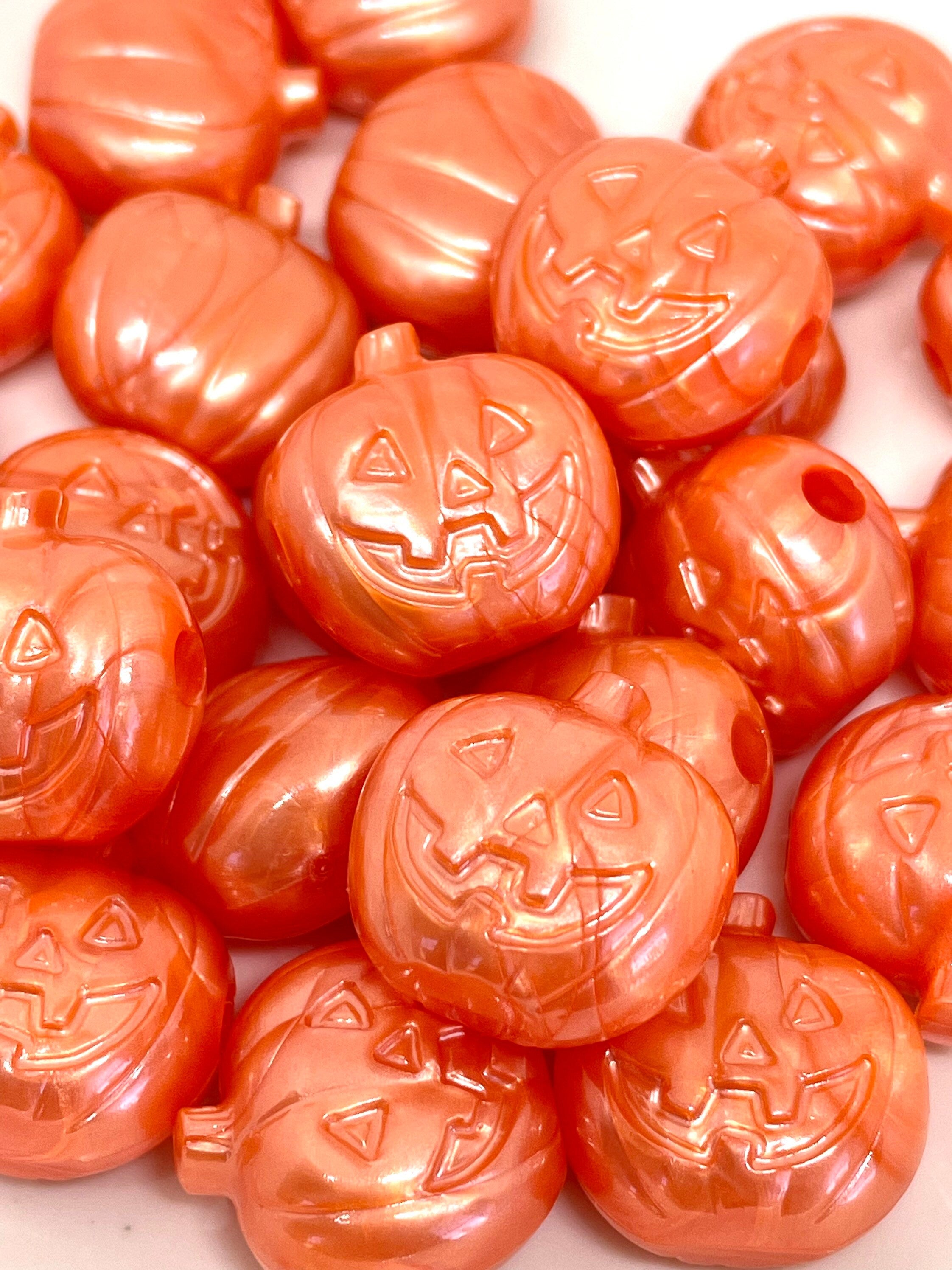 Halloween Beads, Pumpkin Beads for Necklace, Jack O Lantern Beads, Pumpkin Beads for Bracelet, Kids Halloween Beads, Large Hole Halloween