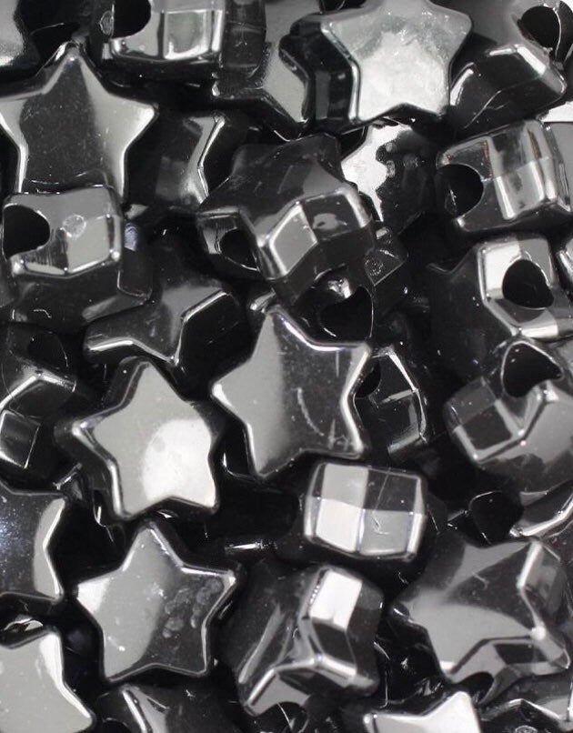 Black Star Pony Beads, black star beads, Choker Beads, Beads for Keyring, Black Beads