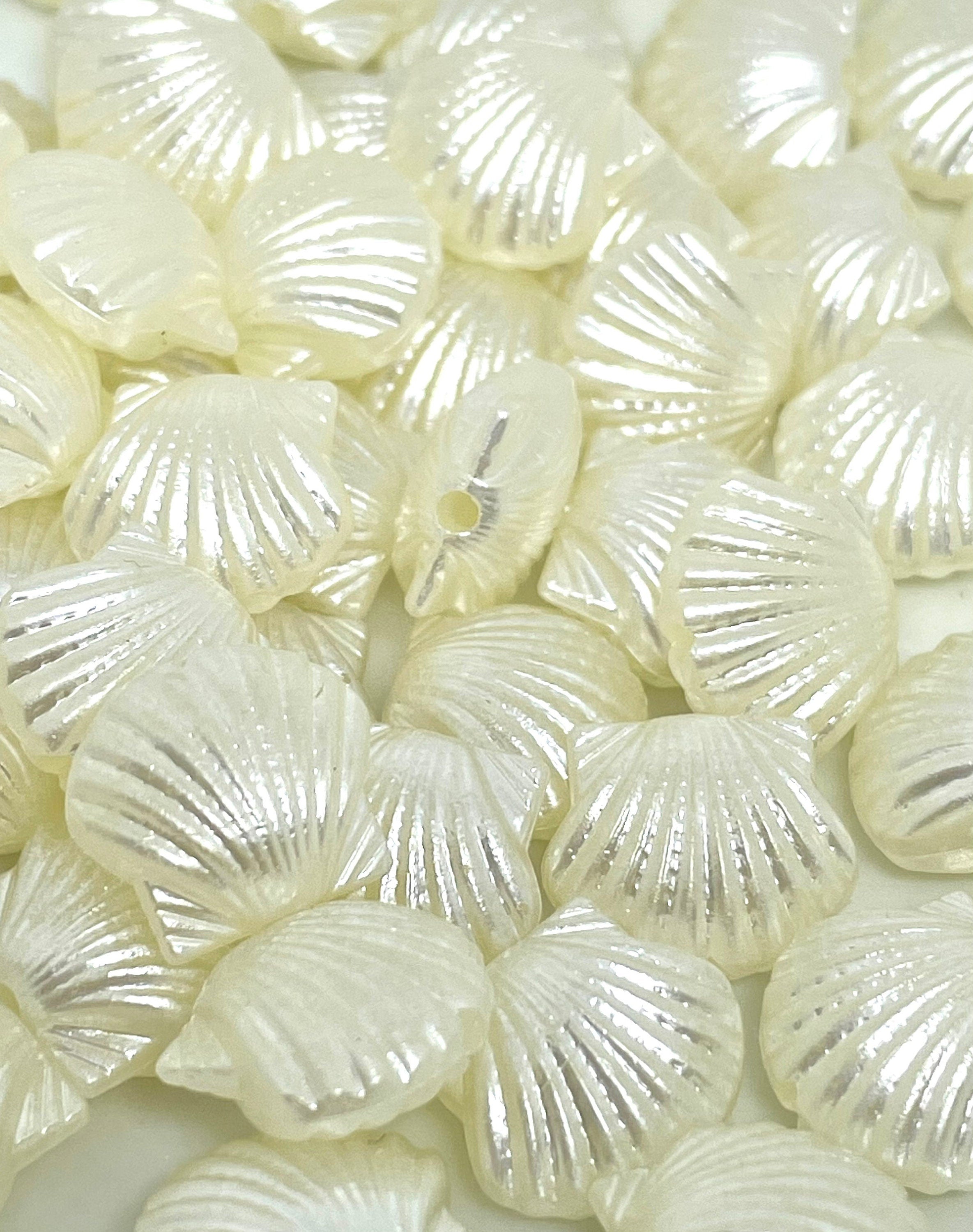 13mm Cream Mermaid Shell Beads, Kawaii Ocean Jewelry Supplies