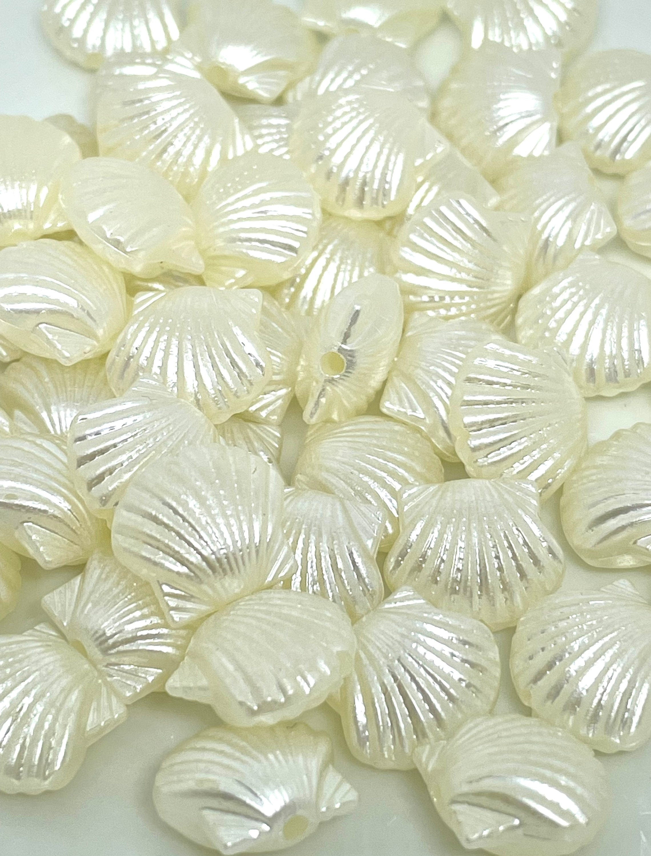 13mm Cream Mermaid Shell Beads, Kawaii Ocean Jewelry Supplies