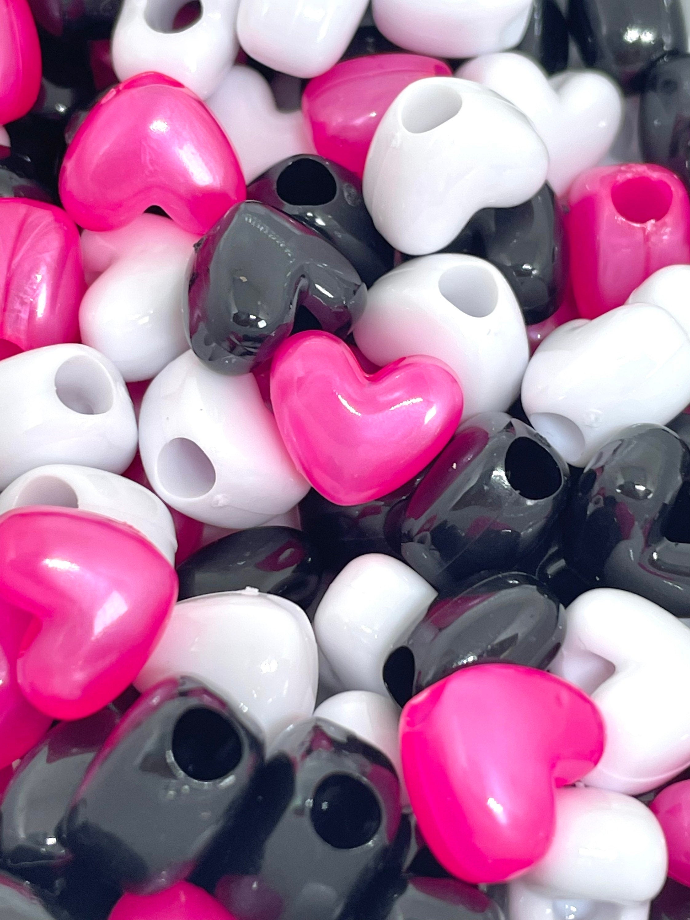 Cute Heart Bead Mix, Cutie Mix Beads for Bracelet, Kawaii Heart Beads for Necklace, Kawaii Heart Beads for Bracelet, Large Hole Heart Beads