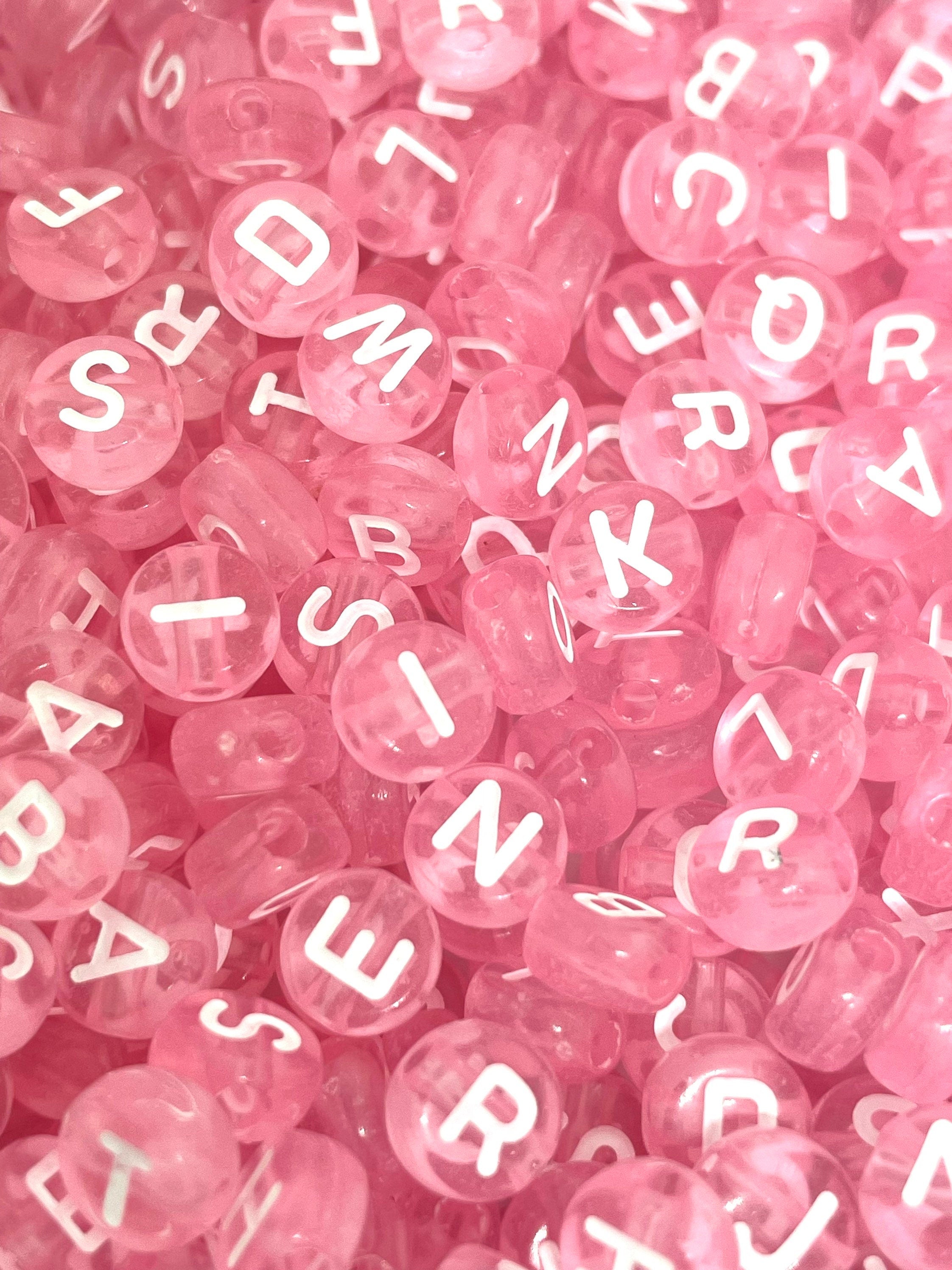 Bright Letter Beads for Bracelet, Bright Alphabet Beads for Bracelet, Pink Letter Beads Bracelet, Fairy Kei Beads, Yume Kawaii, Yami Kawaii