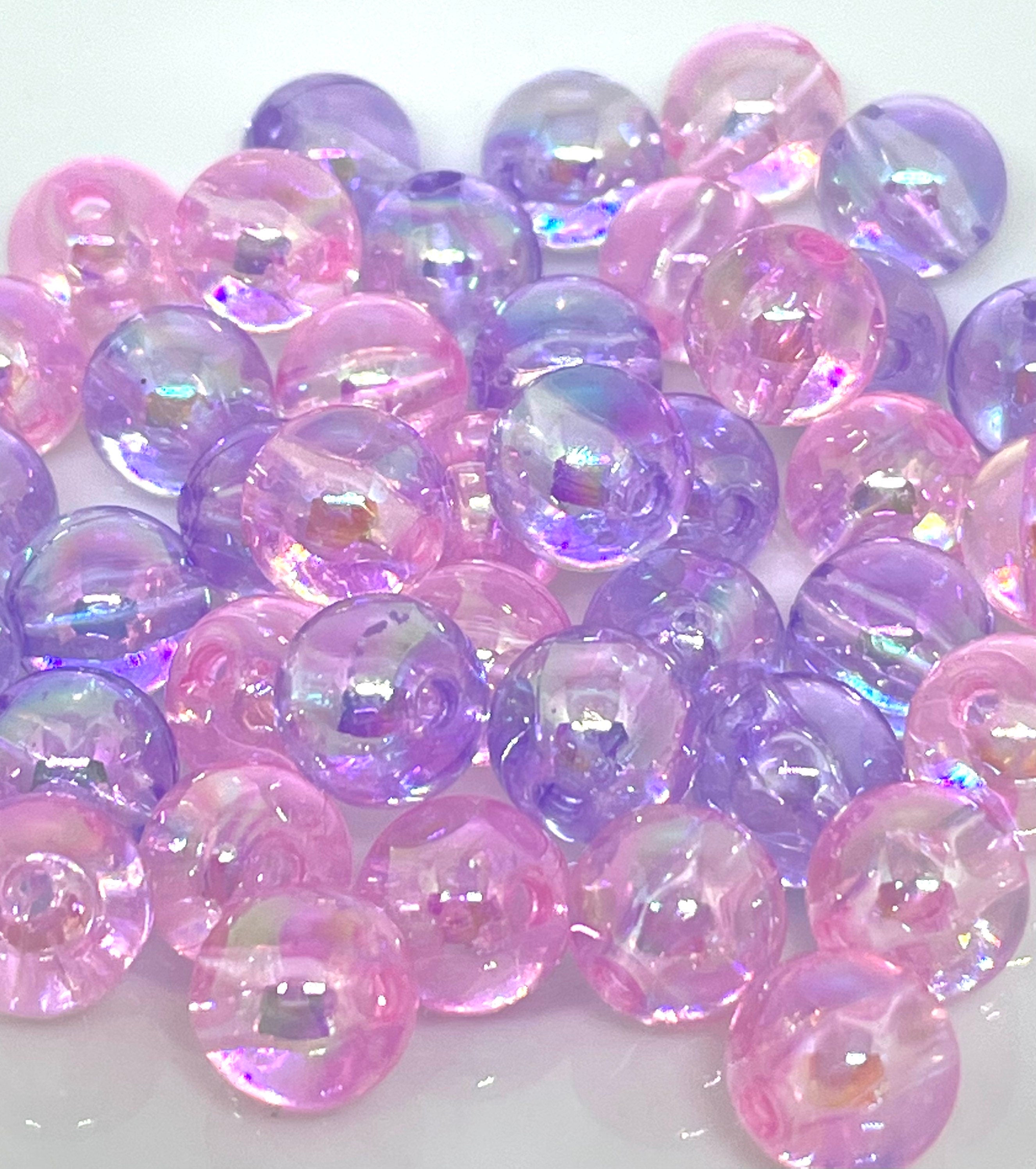Cutie Bead Mix, Pink and Purple Beads, Pink Round Beads, Clear Beads, 8mm Round Beads for Necklace, Kawaii Bracelet Beads, Cute Pink Beads