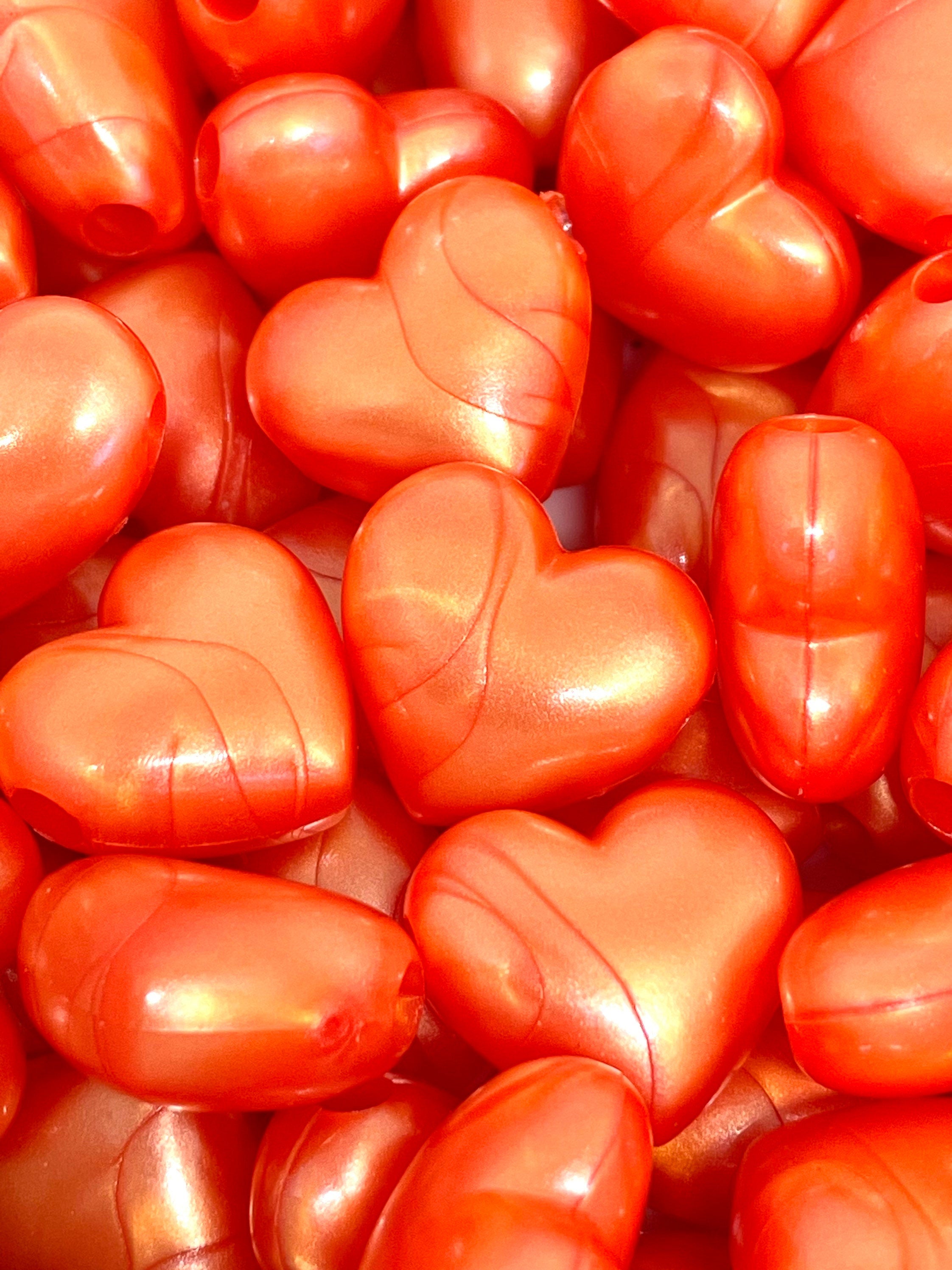 Burnt Orange Heart Beads, Orange Pendant Heart, Halloween Themed Large Heart, Large Orange Heart Shaped Bead for Necklace, Halloween Beads
