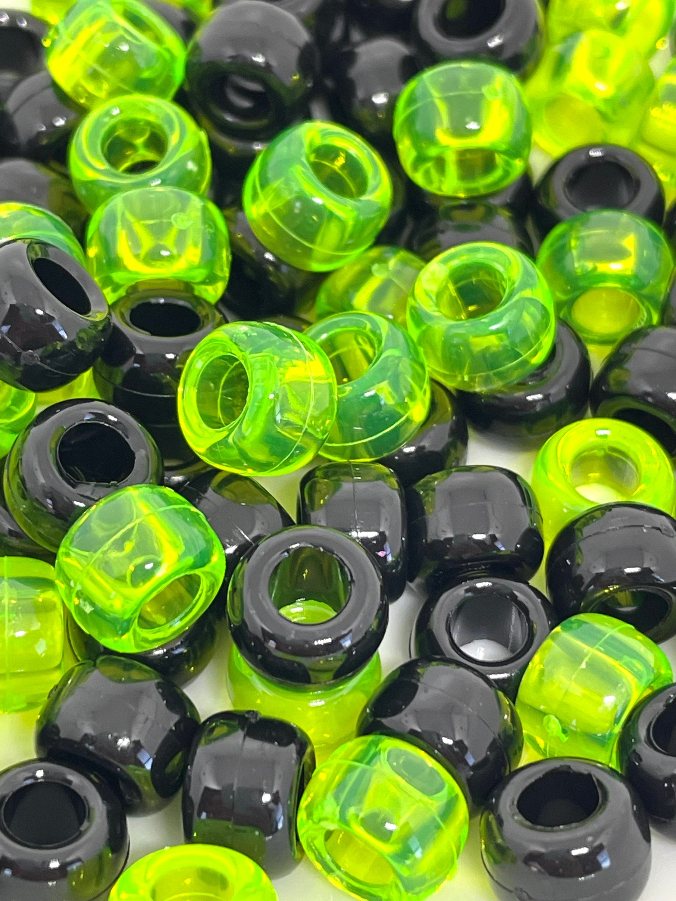 Witchy Halloween Kandi Beads: Bewitching Black & Lime Green Mix