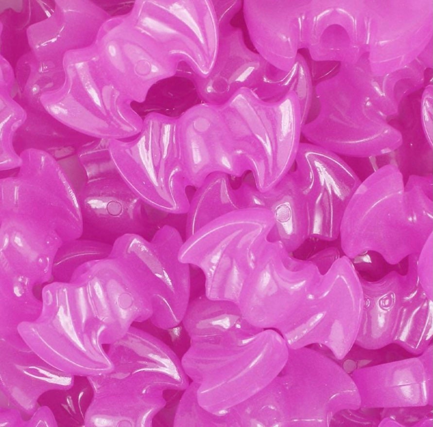 Neon Purple Bat Beads, Halloween Beads for Kids, Halloween Beads for Necklace, Halloween Beads for Bracelet, Purple Beads, Goth Beads
