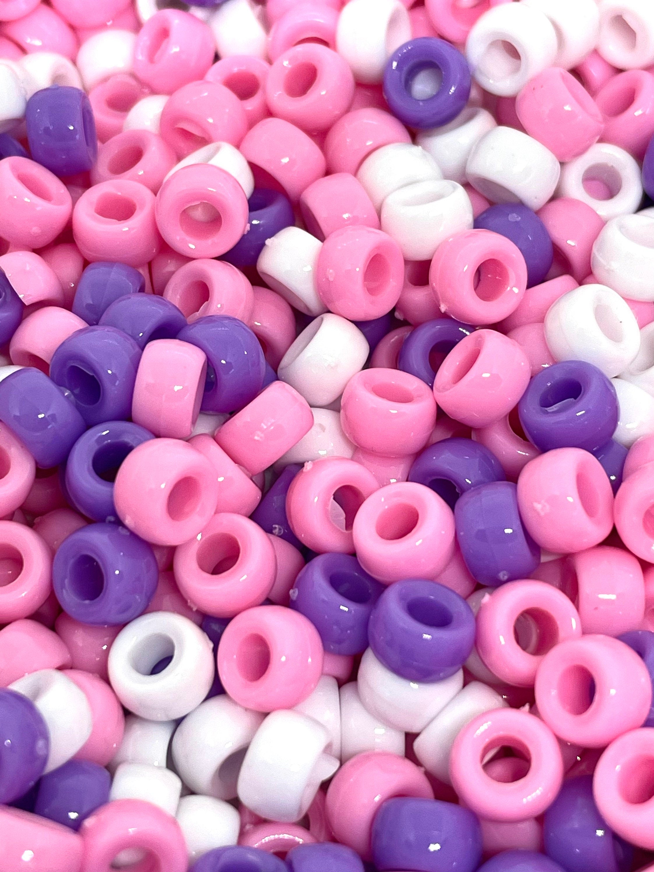 Tiny Bead Mix, Pink, White, and Purple Bead Assortment, Mini Barrel Bead Mix, Mini Kandi Bead Mix, Mini Pony Bead Mix, Bulk Beads