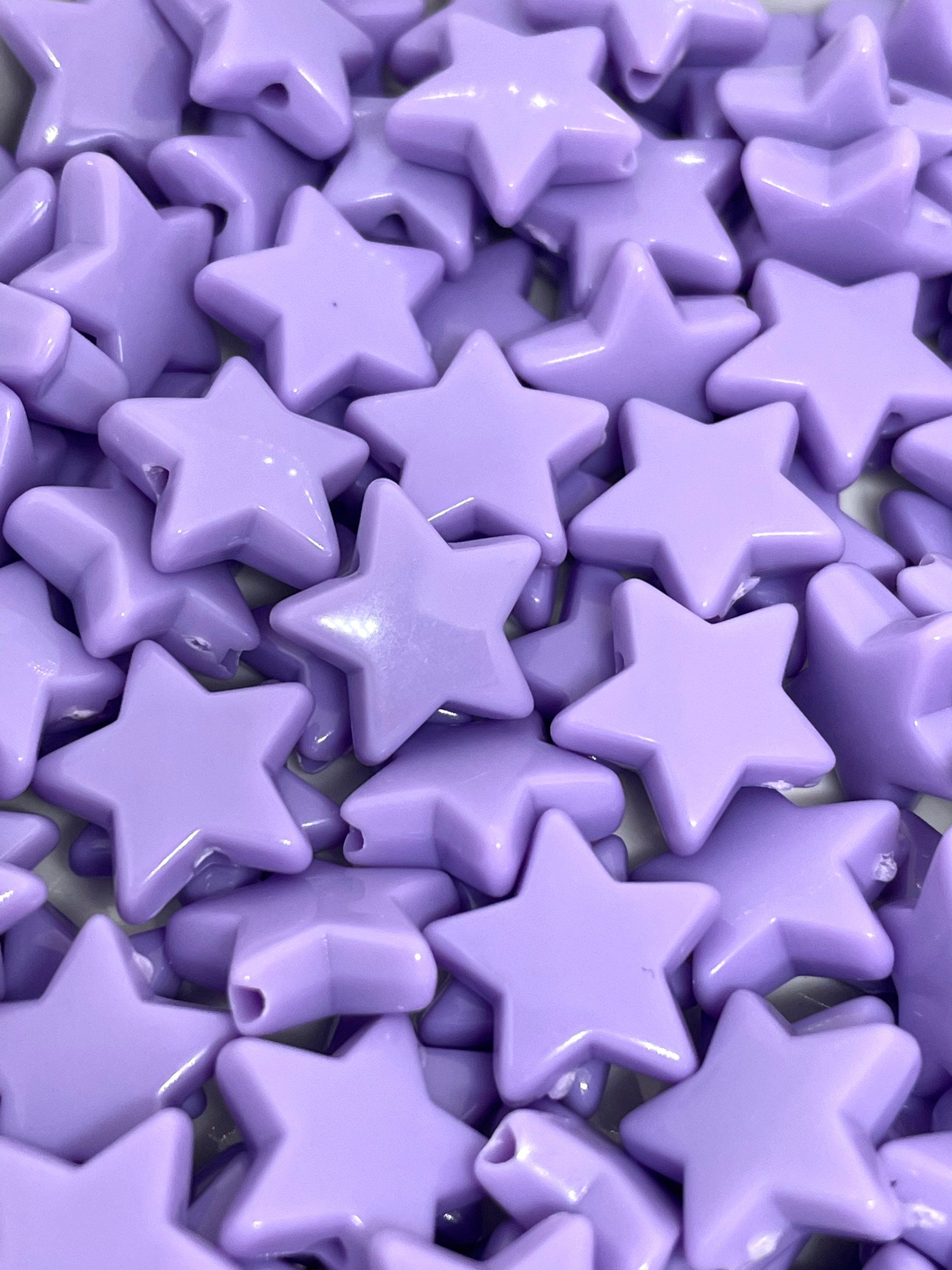 Pastel Purple Star Beads, Opaque Beads, Cute Beads for Bracelet, Star Shaped Beads for Jewelry, Purple Spacer Beads