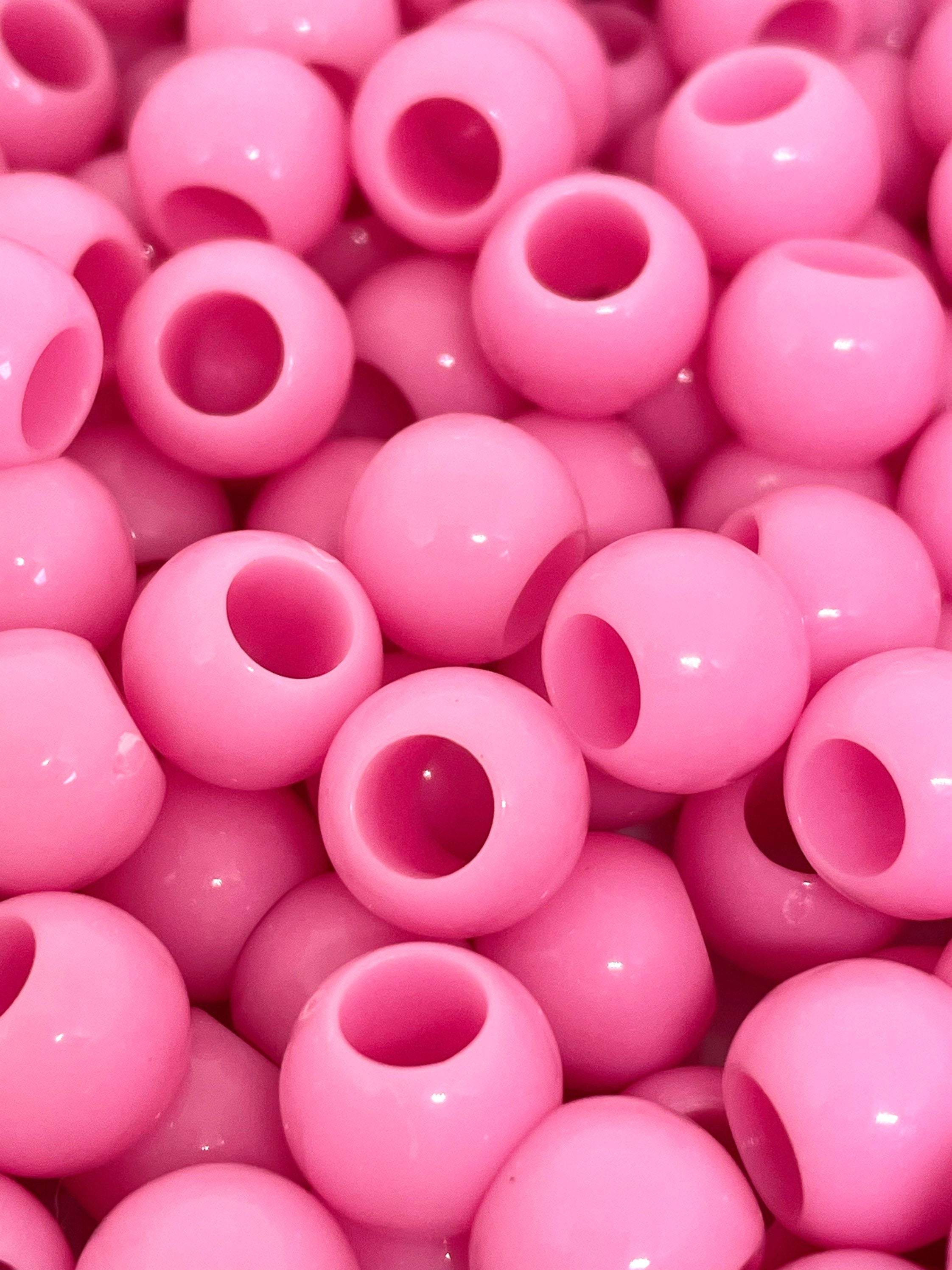 Light Pink Pony Beads, Round Pink Beads for Hair, Hair Beads, Dreadlock Beads, Dread Beads, Braid Beads, Hair Accessories, Large Hole Beads
