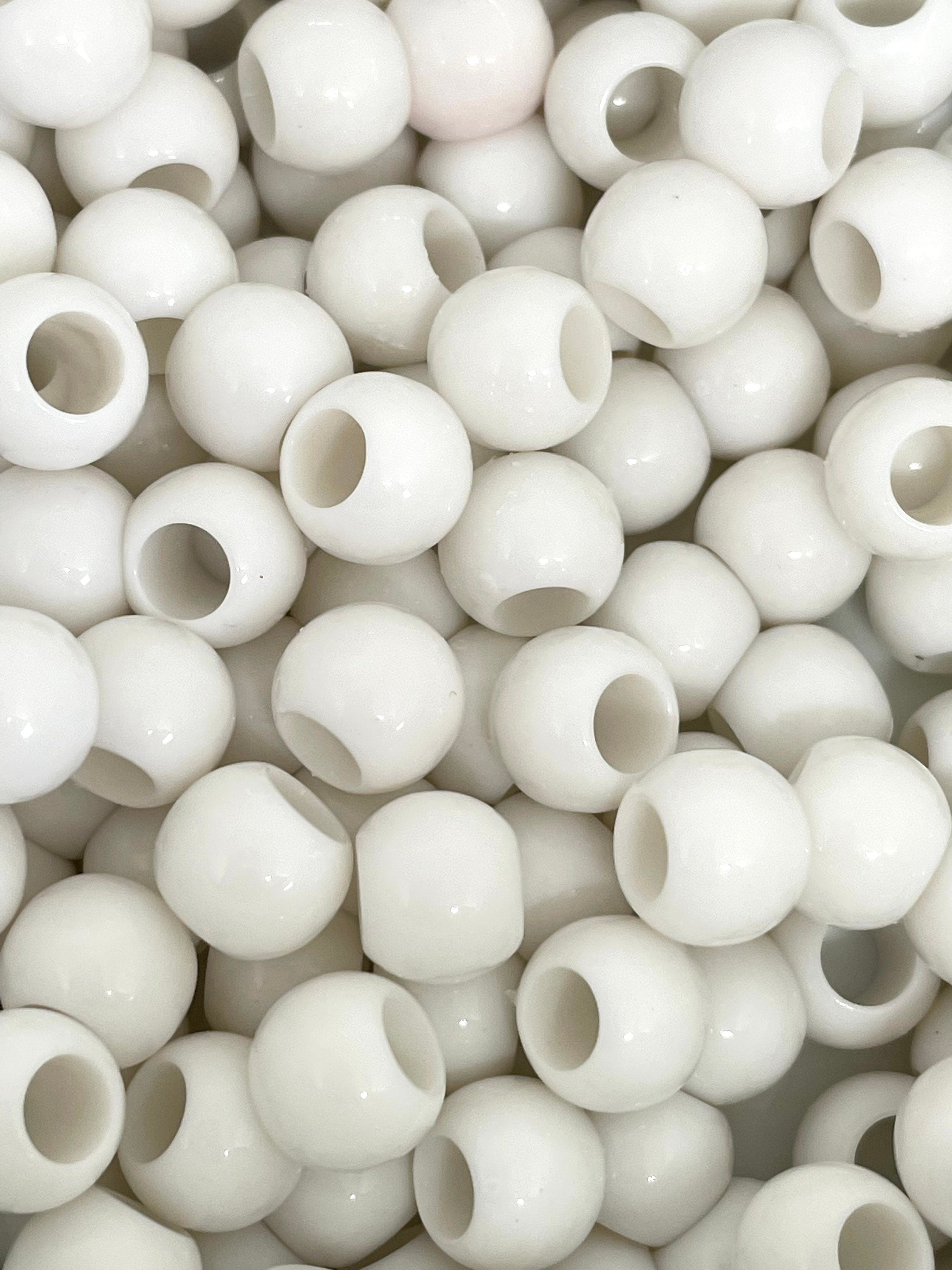 Large White Pony Beads for Hair Beads, Dreadock Beads, Dread Beads, Braid Beads, White Large Hole Beads, Kids Craft Beads, Bulk Beads
